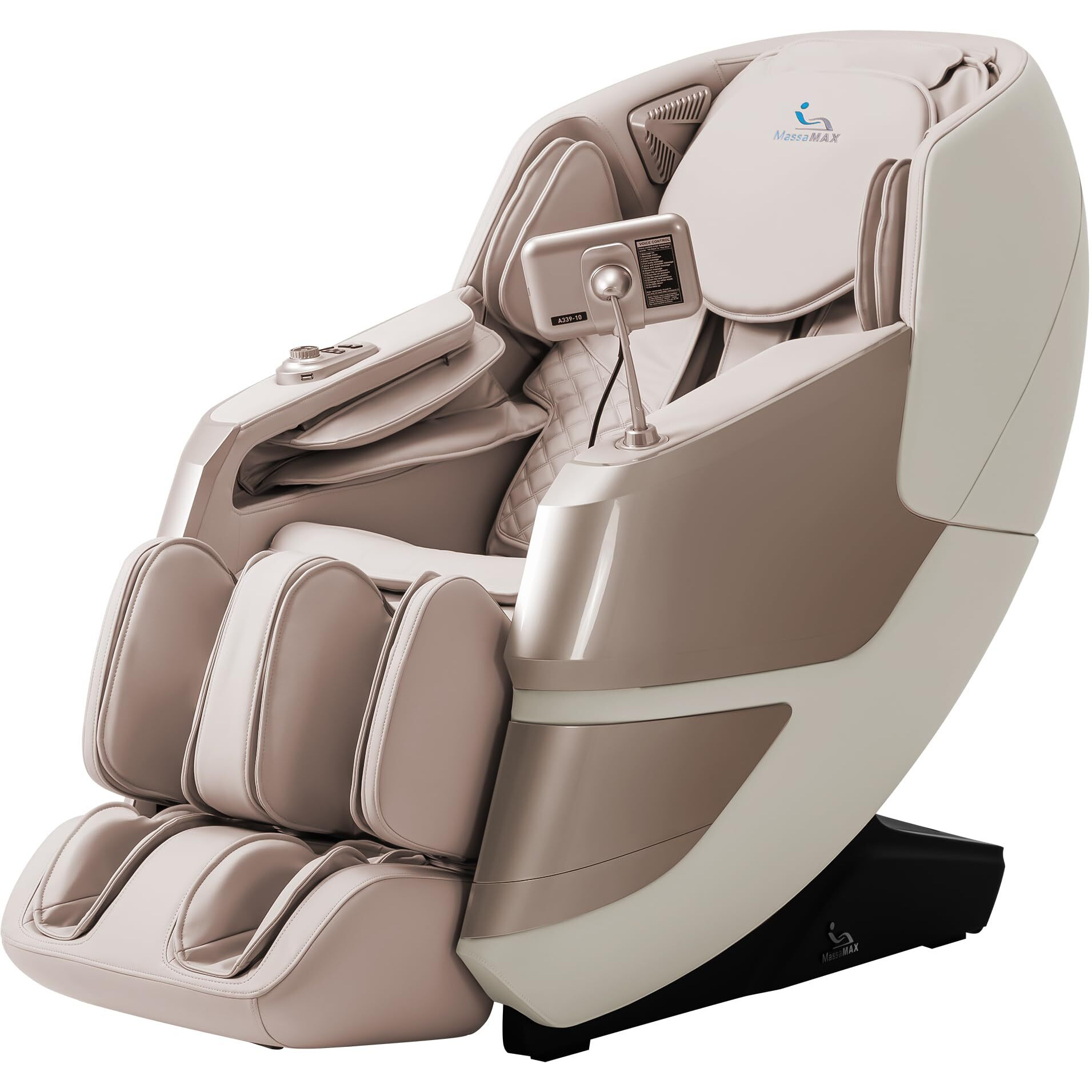 Massamax Mt339 4D Massage Chair, Full Body Shiatsu Recliner With Electric Extendable Footrest, Zero Gravity, Sl Track, Deep Yoga Stretch, Foot Rollers, And Heating (Golden)