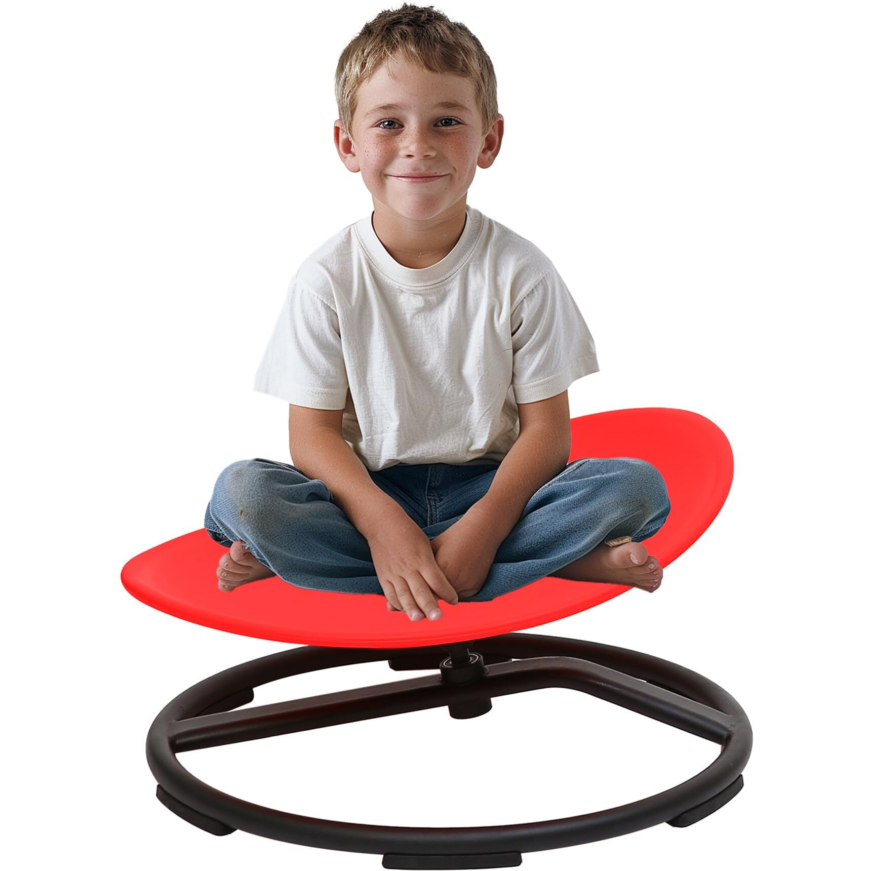 Domaxarts Sensory Spinning Chair For Autistic Kids,Sensory Swivel Chair,Sit And Spin Toy For Balance And Coordination, Spinning Autism Seat & Adhd Children, Indoor & Outdoor Play For Ages 3+(Red)