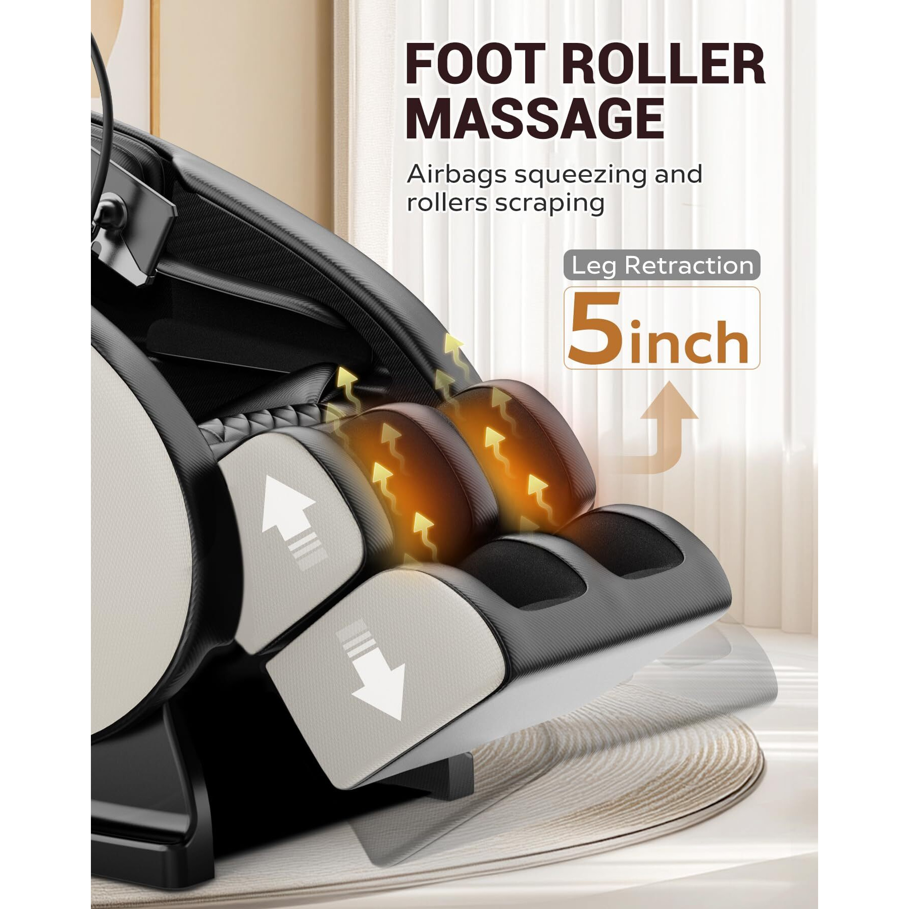 Bilitok Zero Gravity Full Body Massage Chair Recliner With Heat Therapy, Bluetooth Speaker, Air Compression Massage, Foot Roller, Touch Screen, Space-Saving Design, Faux Leather (White)