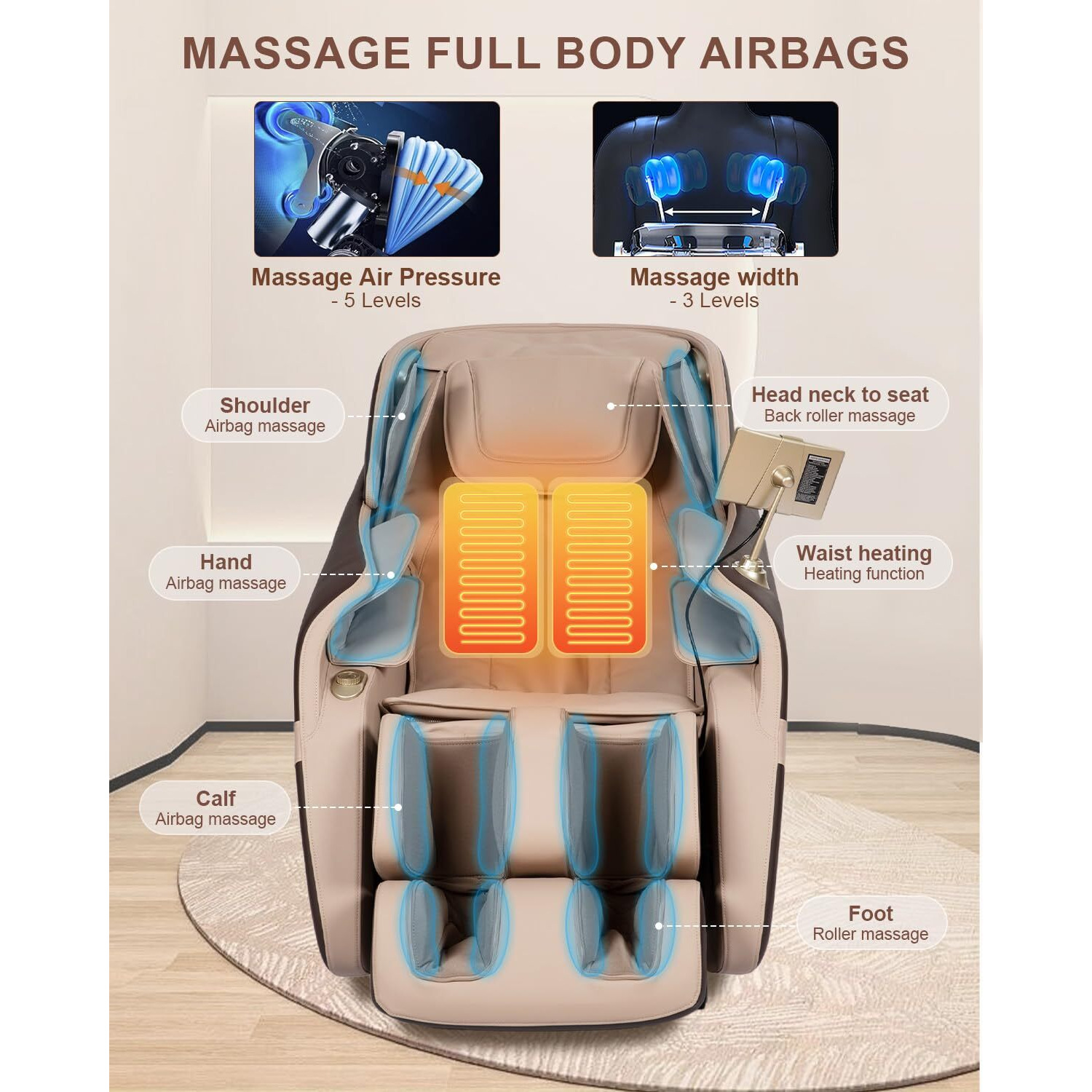 Relx 2025 Massage Chair Full Body, Zero Gravity Airbag Shiatsu Massage Chair With Sl-Track, Heating, Ai Control, Body Scan, 13 Modes, Foot Rollers, And Deep Yoga Stretch (Coffee)
