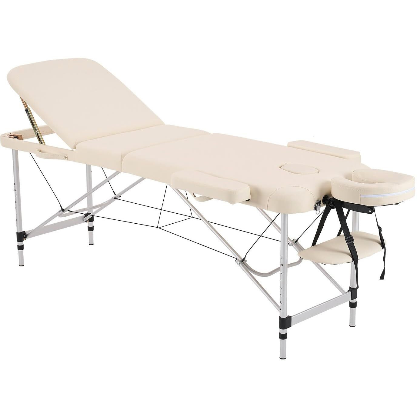 Younike Portable Foldable Lash Bed For Eyelash Extensions, Adjustable Height Aluminum Facial Spa Table - Lightweight Professional Beauty Salon & Home Use Massage Bed (White)
