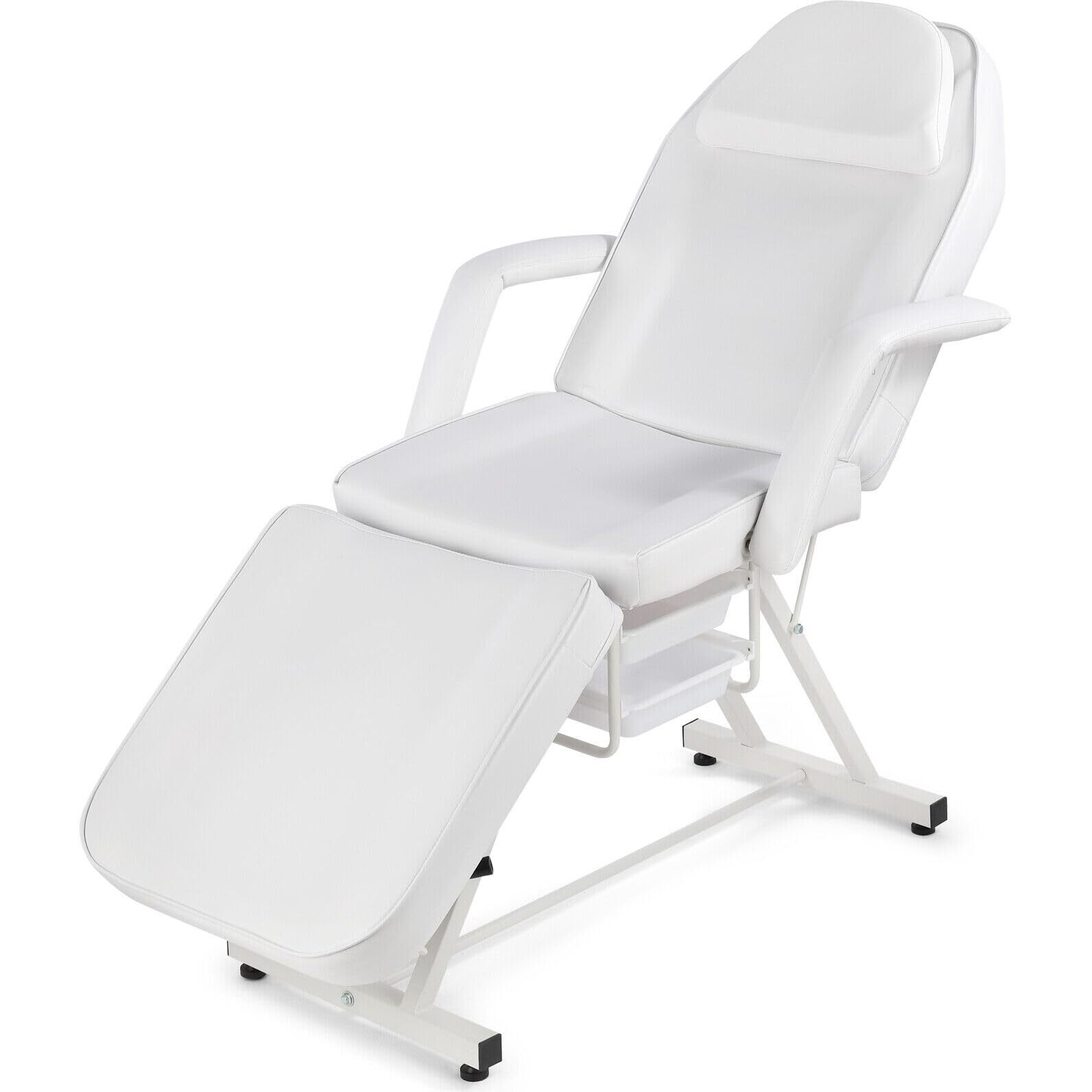 Artist Hand Tattoo Chair For Client With Trays Facial Lash Bed For Eyelash Extensions Massage Bed Massage Table Salon Chair (White)