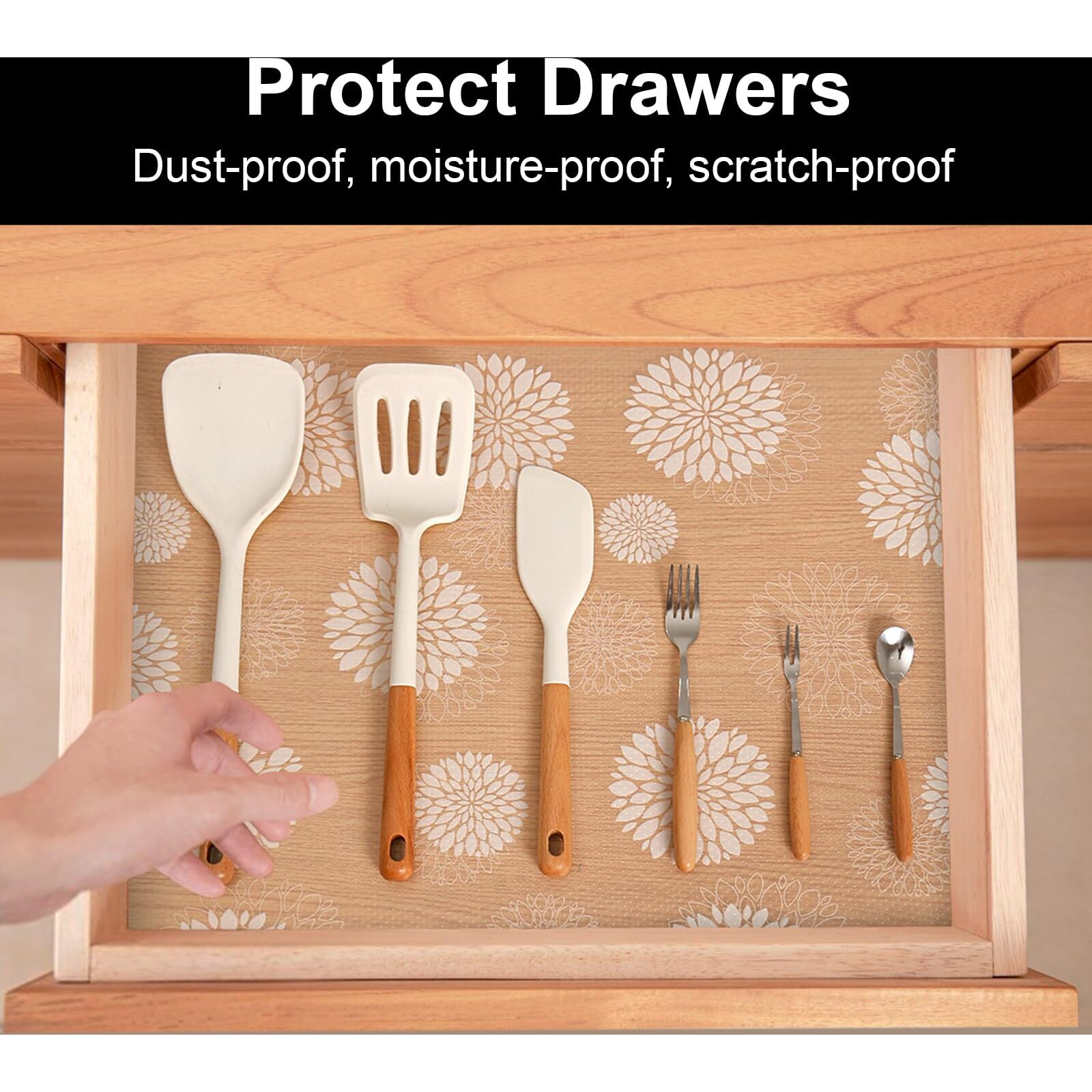 Cooyes Shelf Liners For Kitchen Cabinets Waterproof & Oil-Proof Kitchen Cupboard Mats Non-Slip Drawer Mats Eva Material Non Adhesive Fridge Liner For Shelves