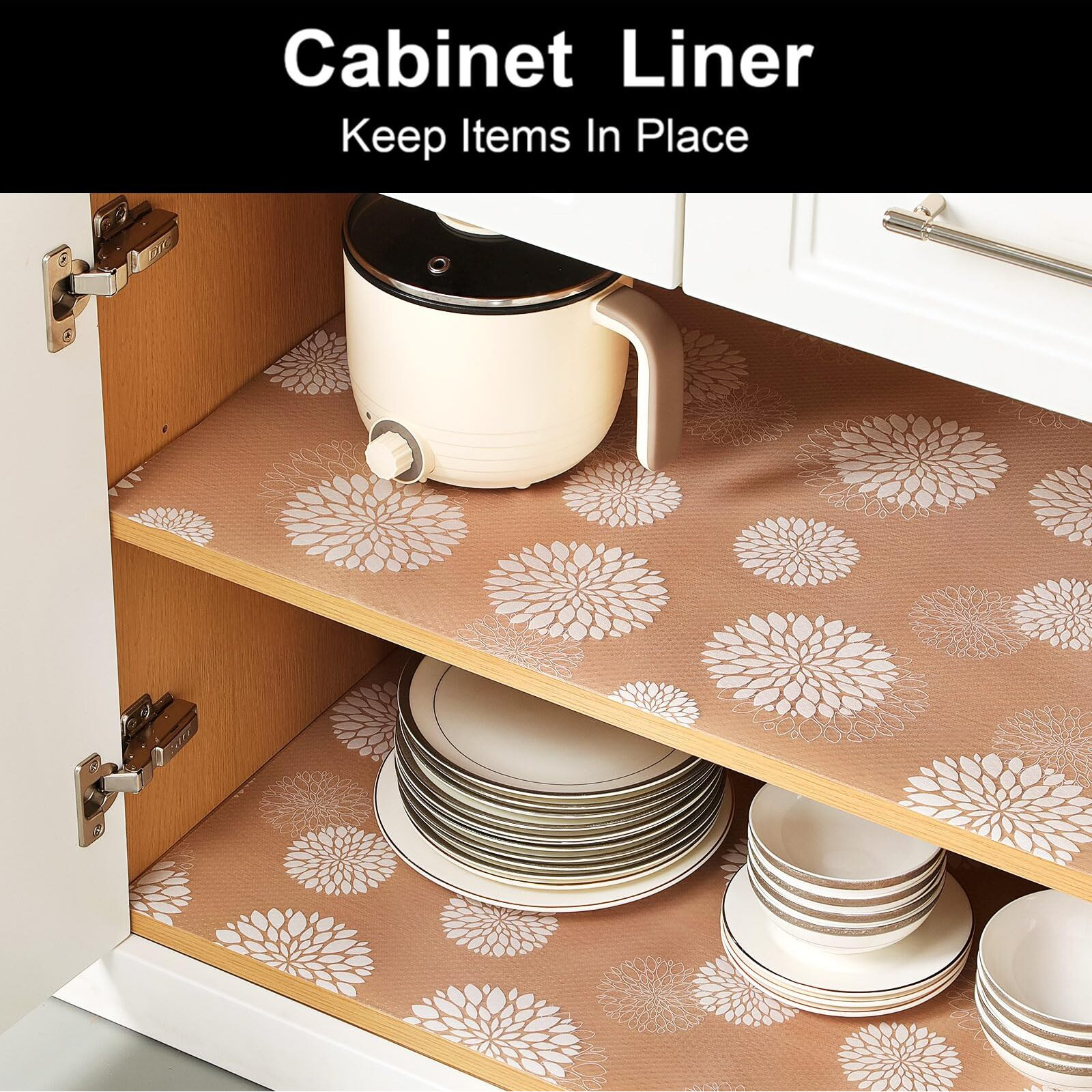 Cooyes Shelf Liners For Kitchen Cabinets Waterproof & Oil-Proof Kitchen Cupboard Mats Non-Slip Drawer Mats Eva Material Non Adhesive Fridge Liner For Shelves