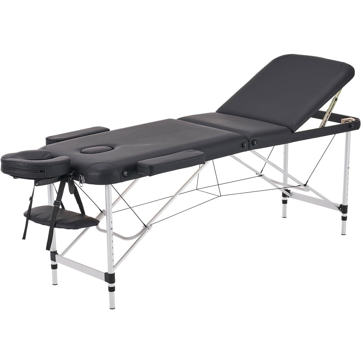 Younike Portable Foldable Lash Bed For Eyelash Extensions, Adjustable Height Aluminum Facial Spa Table - Lightweight Professional Beauty Salon & Home Use Massage Bed (Black)