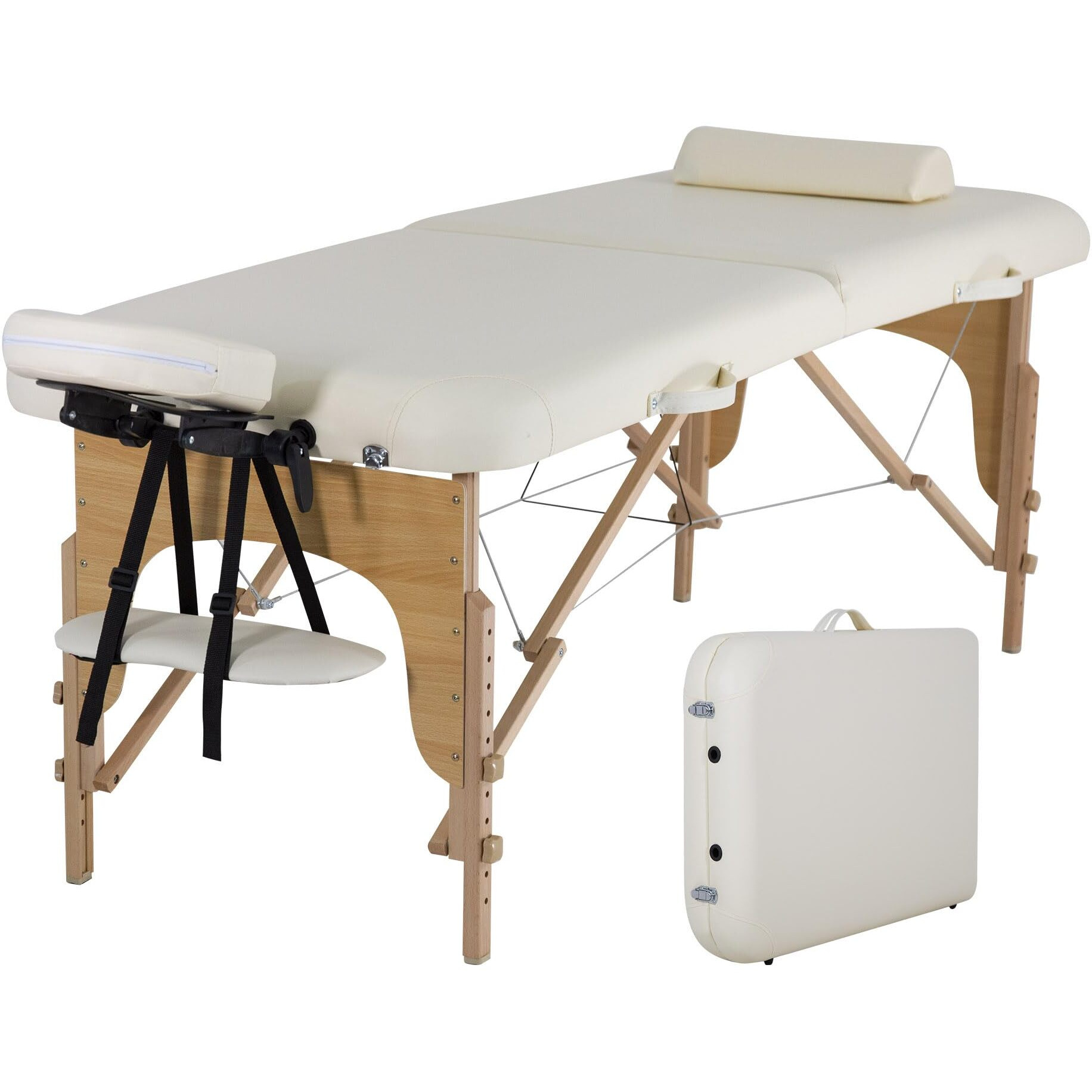 Paylesshere Massage Bed Portable Massage Table 28 Inche Wide Lash Bed 2 Folding Heigh Adjustable Spa Table With Half Bolster Oxford Bag For Spa Footmassage Facial Carespa Tattoo