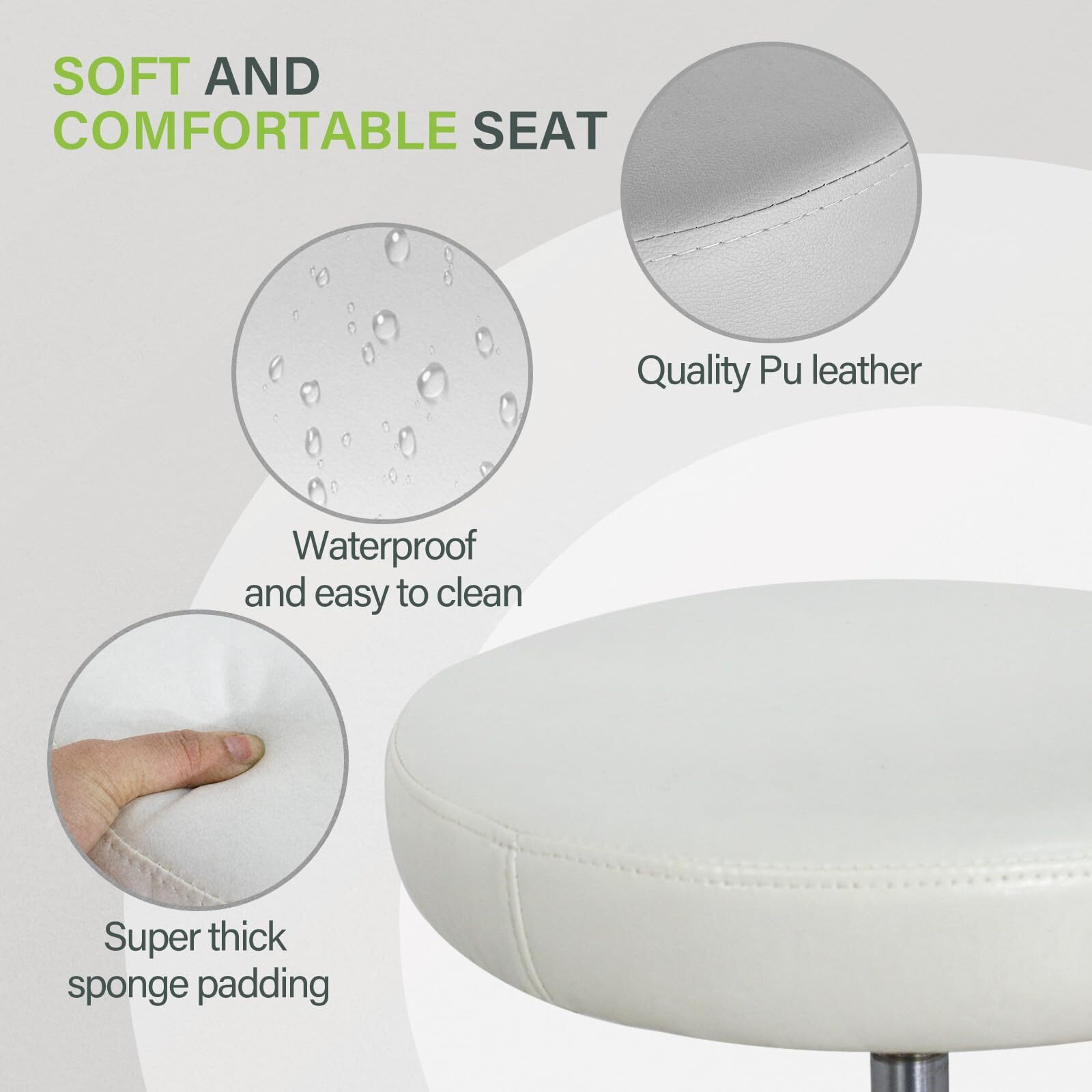 Nova Microdermabrasion Adjustable Hydraulic Rolling Swivel Salon Stool Chair Tattoo Massage Facial Spa Stool Chair Black (White)