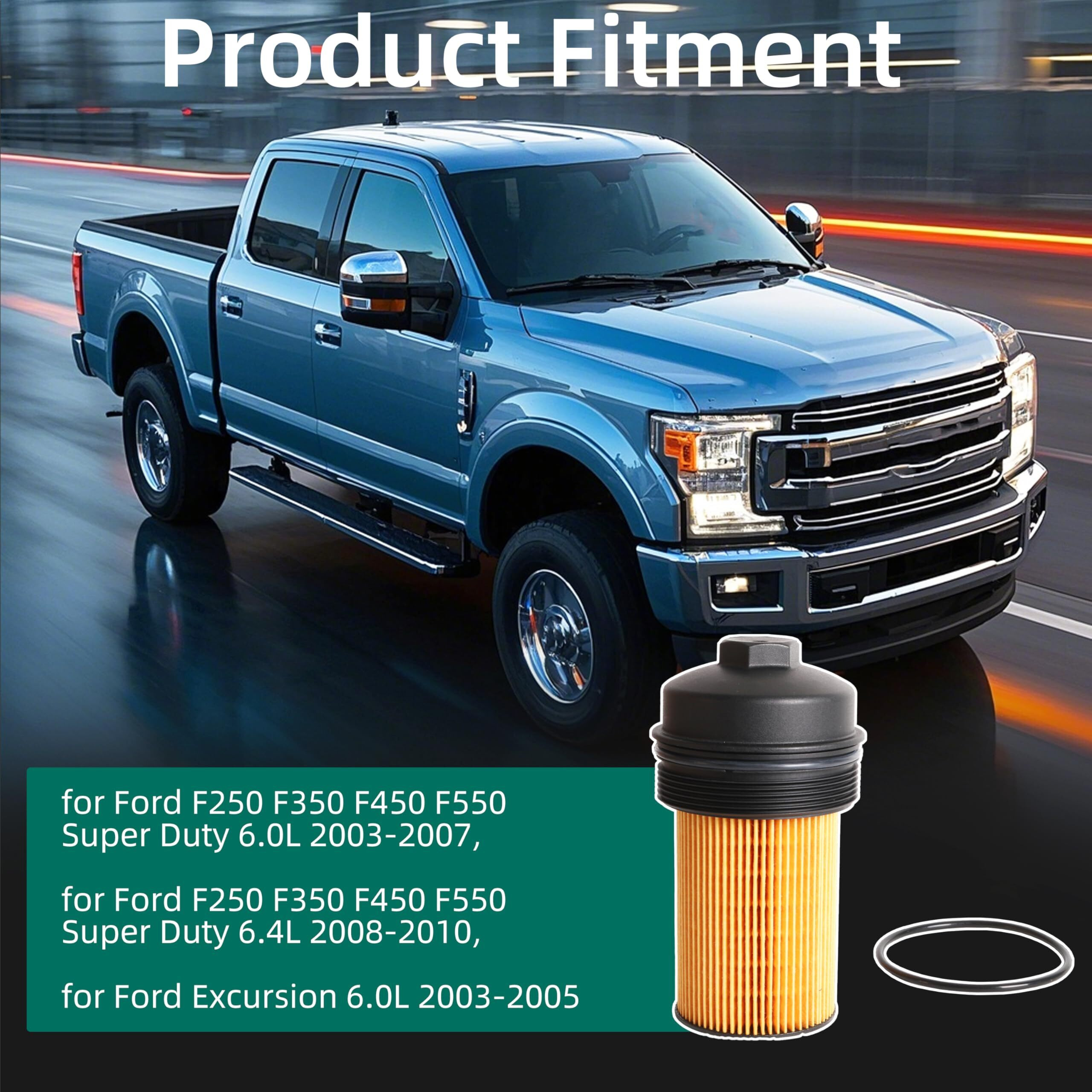 Fl2016 & Ec781 Oil Filter Cap Set Fit For Ford Motorcraft F250 F350 F450 F550 Super Duty 6.0L 6.4L Powerstroke, For Excursion 2003-2005 1840754C91 3C3Z-6766-Ca 3C3Z6731Aa