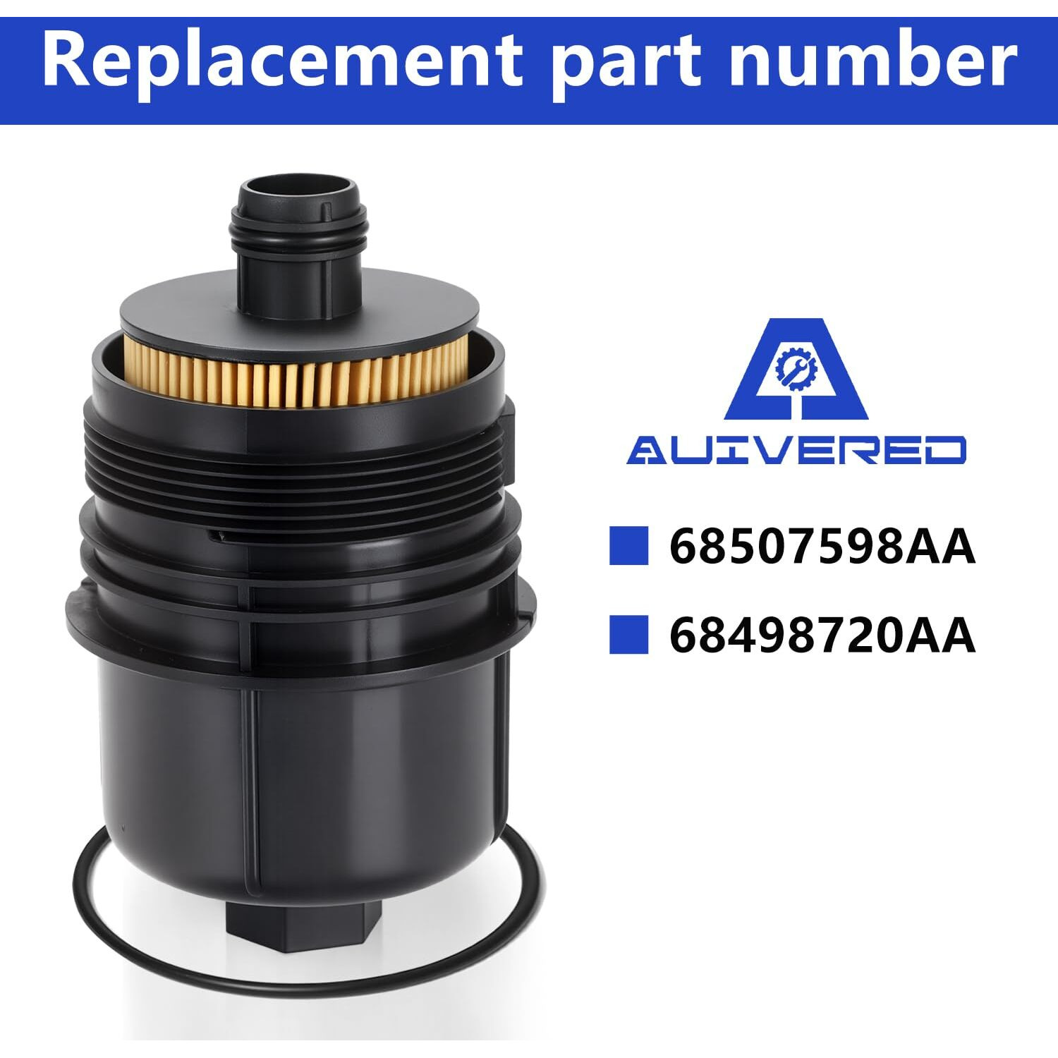 Auivered 68507598Aa Engine Oil Filter - Fit For 2020-2023 Jeep Wrangler Jl, 2021-2023 Jeep Gladiator, 2020-2023 Ram 1500 Dt, 3.0L V6 Eco Diesel - Replaces 68498720Aa