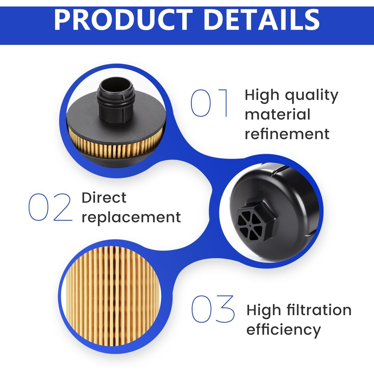 Auivered 68507598Aa Engine Oil Filter - Fit For 2020-2023 Jeep Wrangler Jl, 2021-2023 Jeep Gladiator, 2020-2023 Ram 1500 Dt, 3.0L V6 Eco Diesel - Replaces 68498720Aa