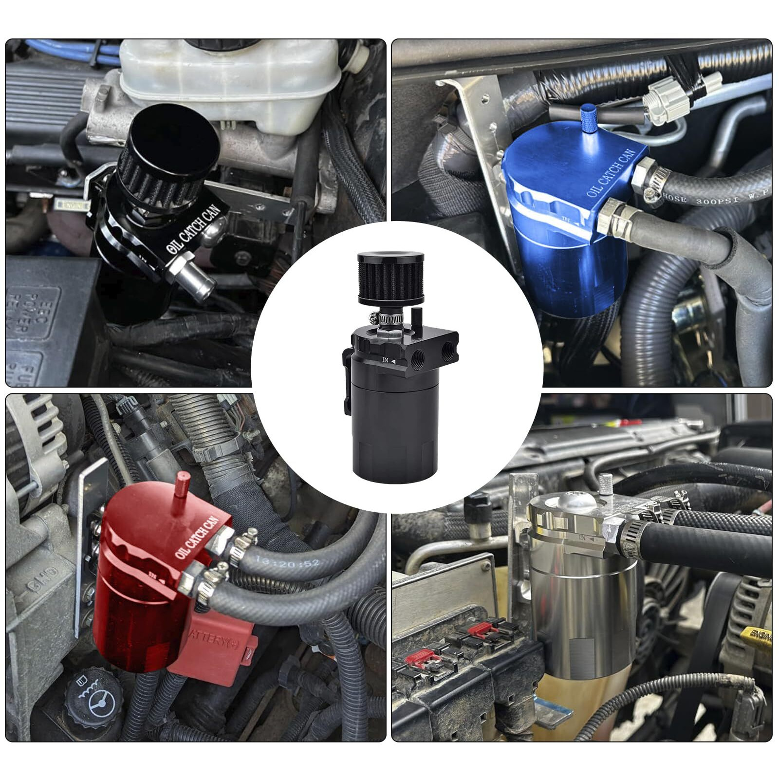 Zhsymx Universal 300Ml Aluminum Baffled Oil Separator Catch Can Kit With Installation Bracket And Thickening Tube Black
