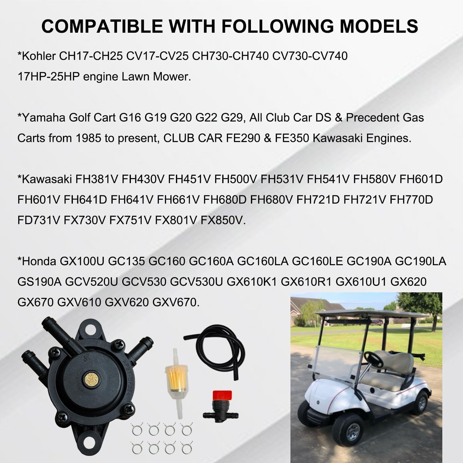 Vanlison Abs Fuel Pump Replacement Set Compatible With Part 808656 691034 808281 692313 557033 Briggs Stratton Kohler Lawn Mower Tractor Prevent Oil Leakage Black