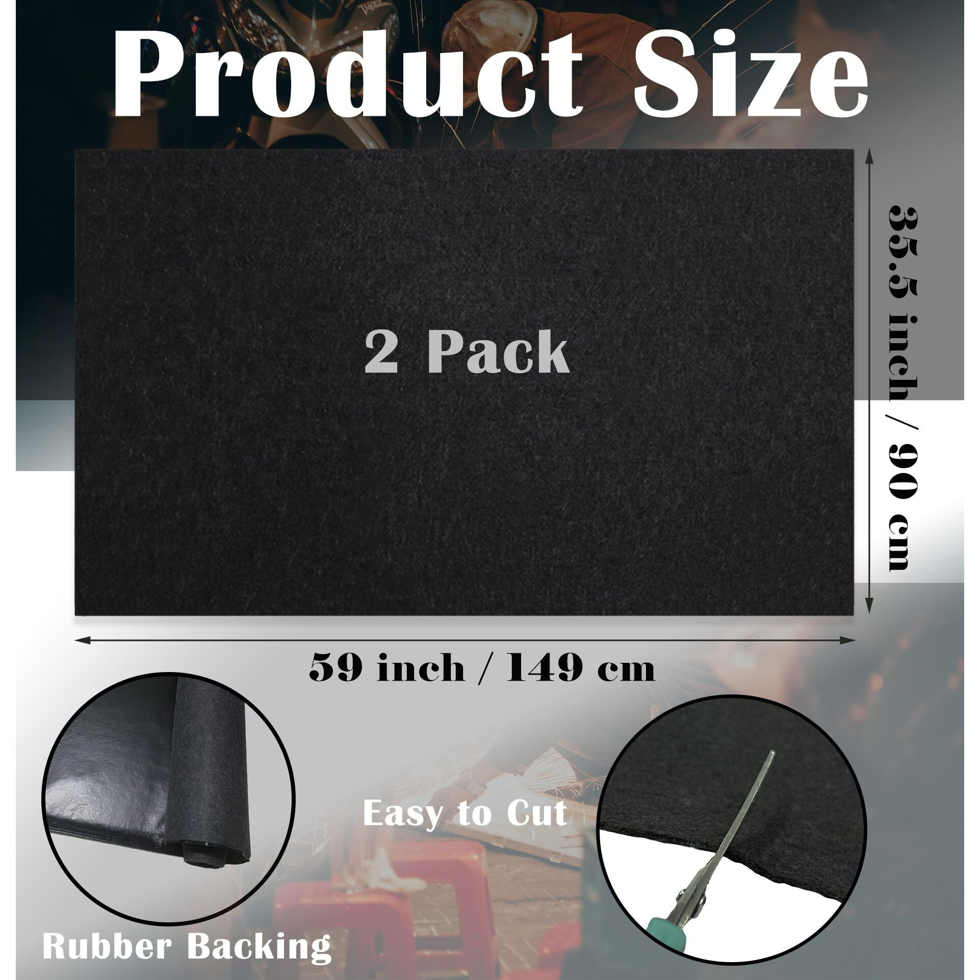 Nexboraque 2 Pack Garage Floor Mat, 60 X 36 Inch Oil Spill Mat For Under Car Driveway Mats With Waterproof Backing, Black Reusable Rubber Mat Garage Mat For Protecting Surfaces