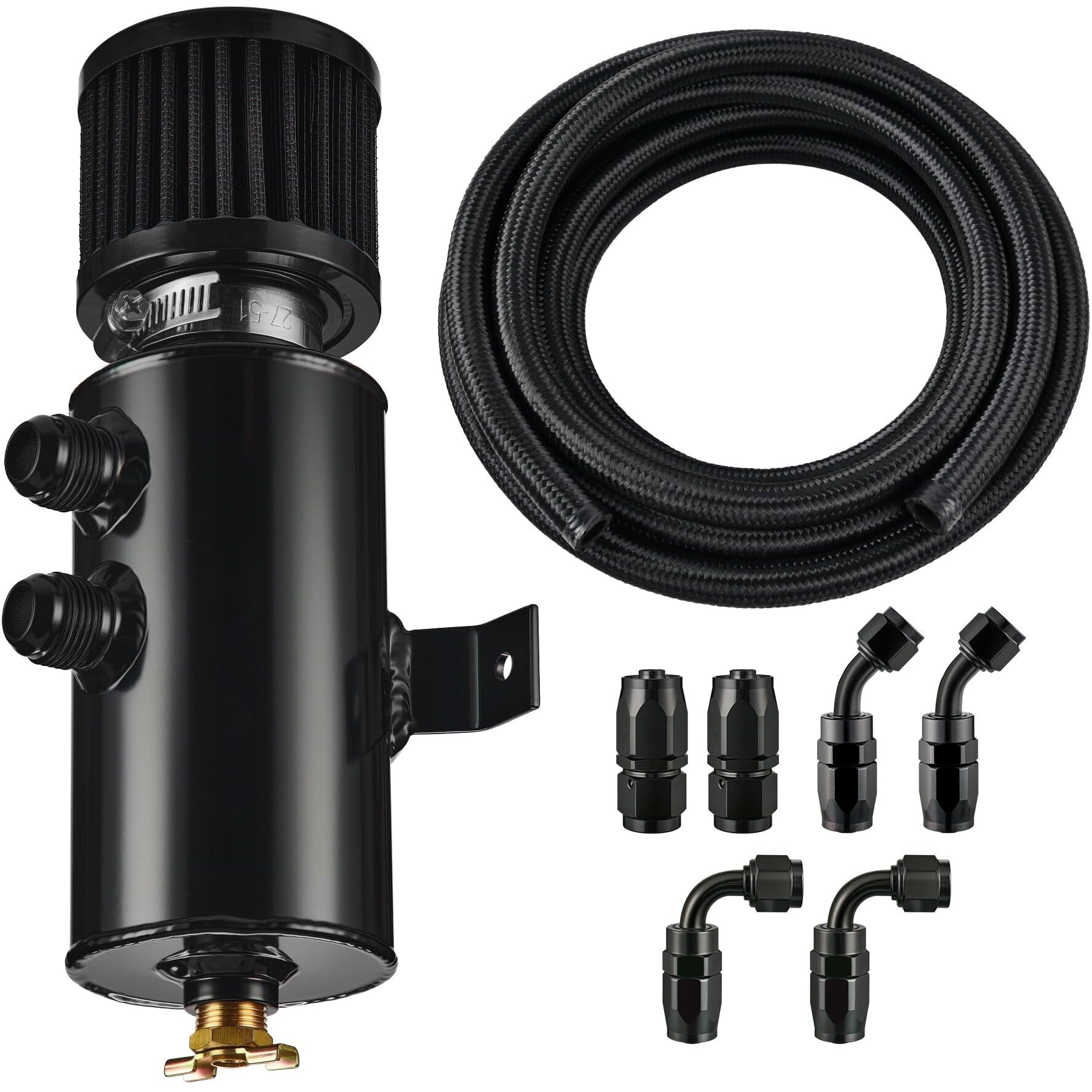 Evil Energy 10An Oil Catch Can, Breather Tank With An10 Fuel Line Kit Nylon Braided Cpe 10Ft