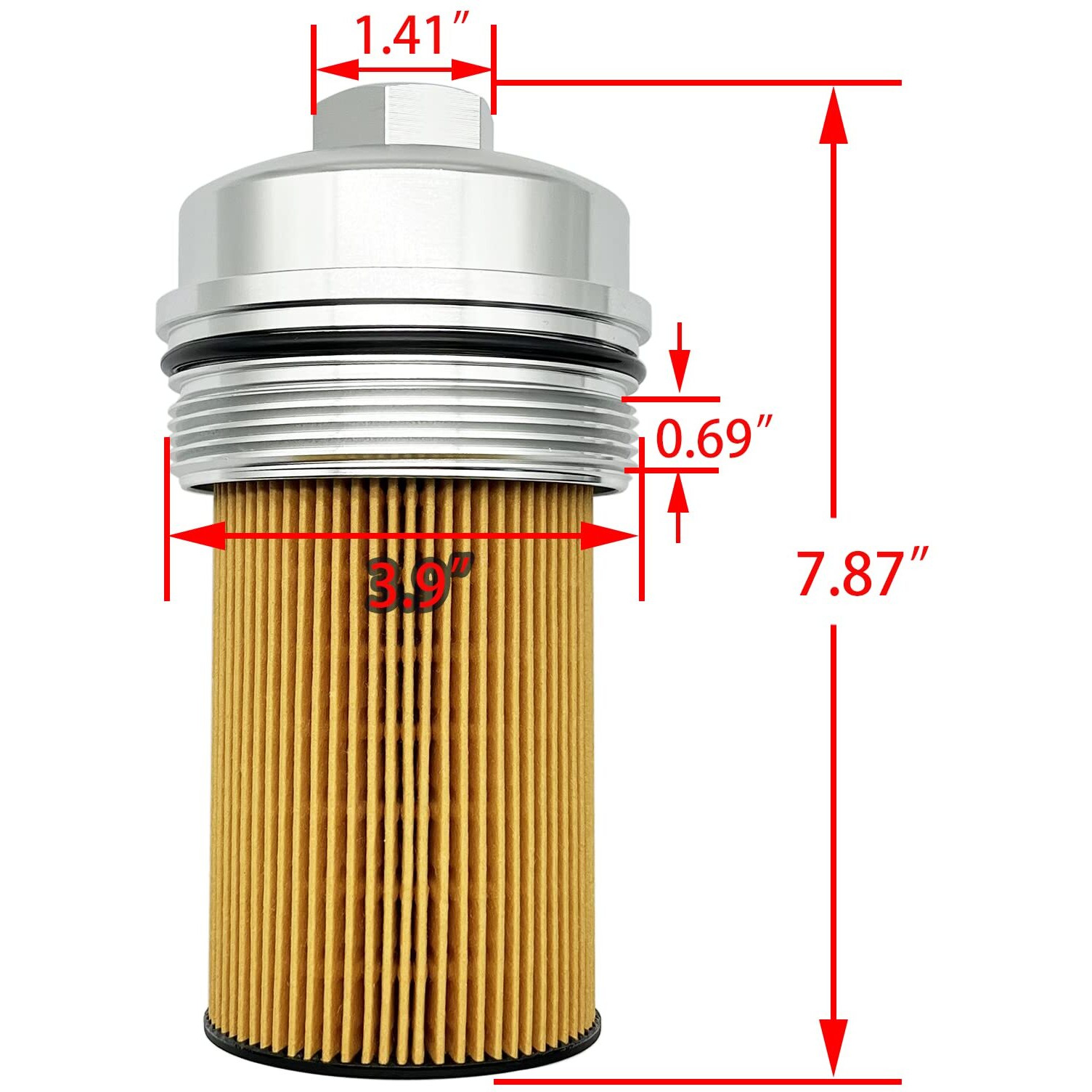 Ifjf Fl2016 Oil Filter And Ec781 Cap Replacement For F250 F350 F450 F550 Powerstroke 6.0L/6.4L 2003-2010 Excursion 2003-2005 6.0L Billet Aluminum Anodized Cap Silver