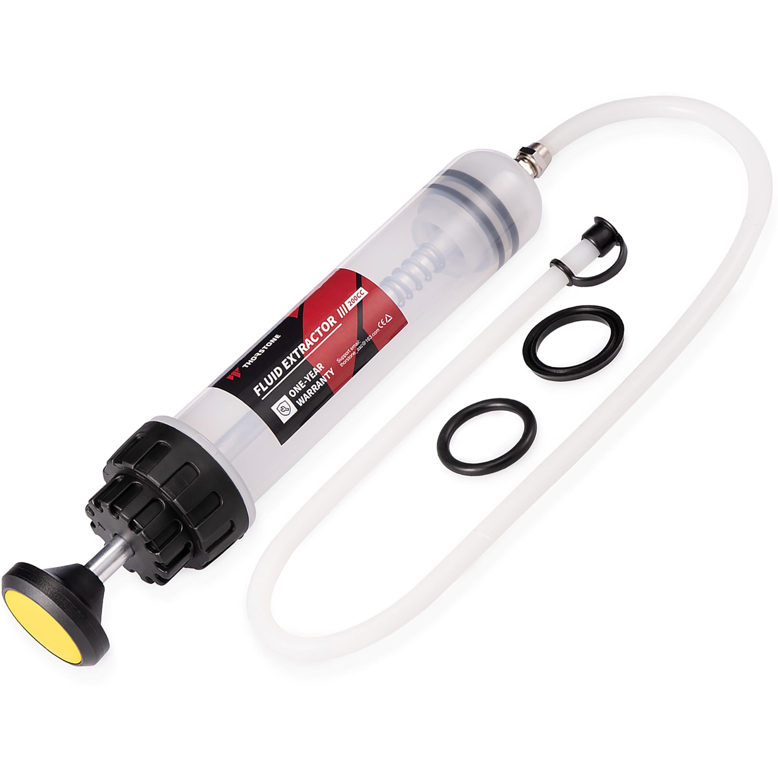 Thorstone 200Cc Automotive Fluid Extractor Pump, Manual Oil Change Syringe With 60Cm Rubber Hose & 2Pcs 22Cm Pvc Suction Tubes