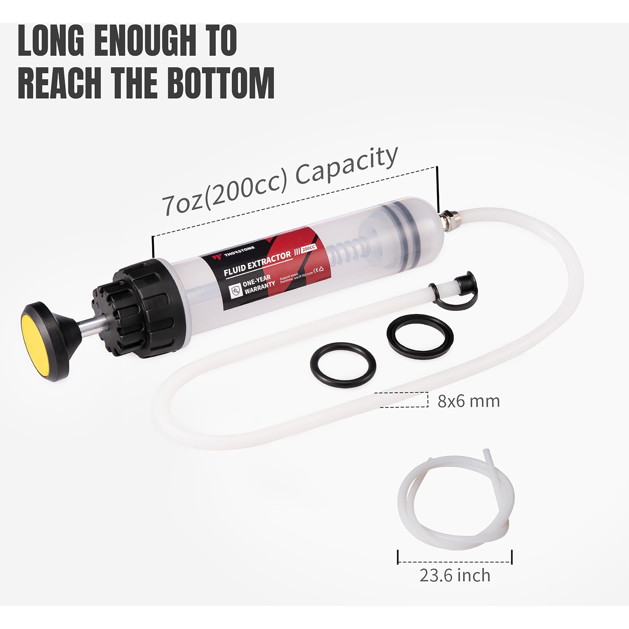 Thorstone 200Cc Automotive Fluid Extractor Pump, Manual Oil Change Syringe With 60Cm Rubber Hose & 2Pcs 22Cm Pvc Suction Tubes