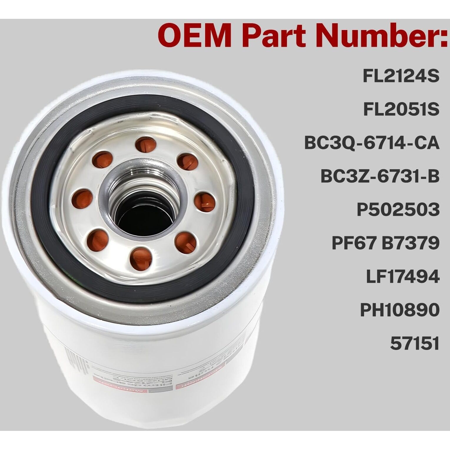 2Pcs Fl2124S Oil Filter Fits For 2011-2024 Ford F250 F350 F450 F550 F650 F750 6.7L Powerstroke Diesel Engine Replaces Fl2051S Bc3Z-6731-B Bc3Q-6714-Ca