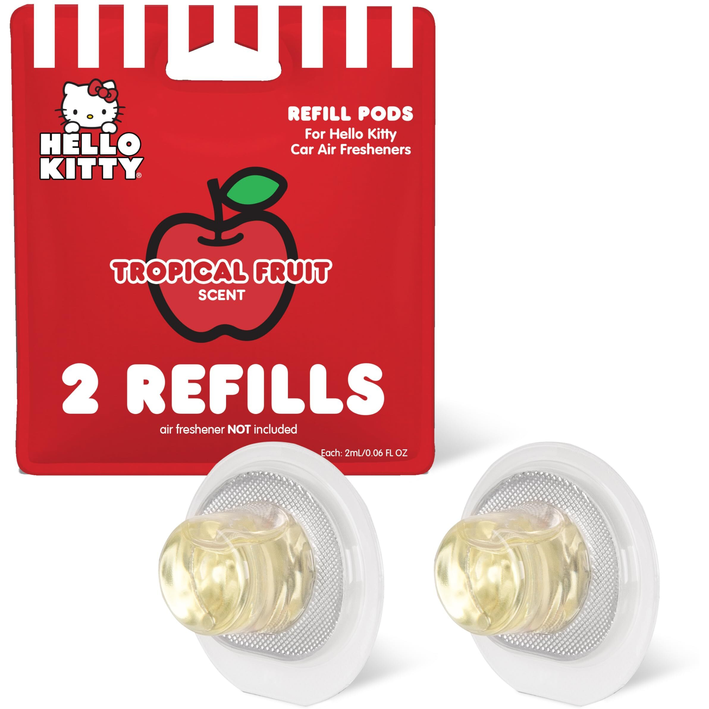 Sanrio Hello Kitty Car Air Freshener Scented Oil Pod Refills, Hello Kitty And Friends Cute Car Accessories For Women, Tropical Fruit, 2Ct