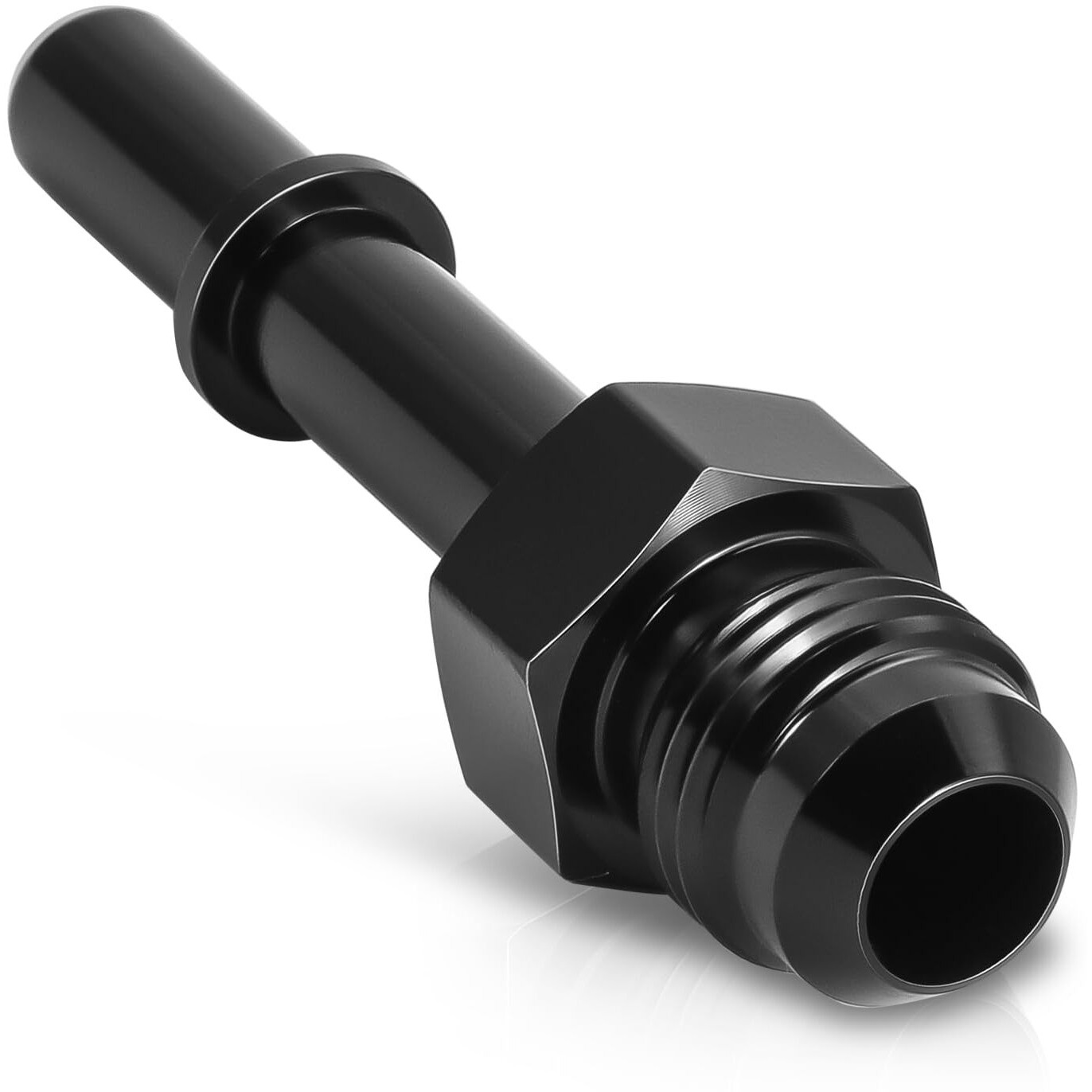 Auto Dynasty 6An An-6 Male To 5/16 Inches Straight Quick Disconnect Push-On Fuel Line Efi Adapter Fitting Universal For Oil/Fuel/Air Line, Black Anodized Aluminum