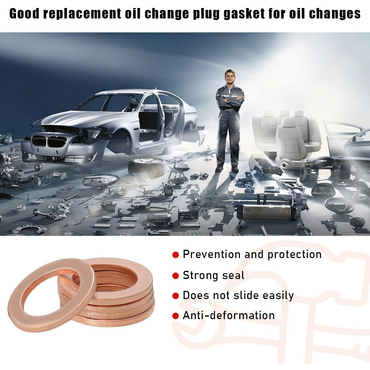 Povtii 30 Pcs Oil Drain Plug Gasket, 14Mm Copper Oil Crush Washer Compatible With Oem Pn Part 007603-014106, Car Accessories For Oil Drain Plug Washer Gaskets Seals Replacement