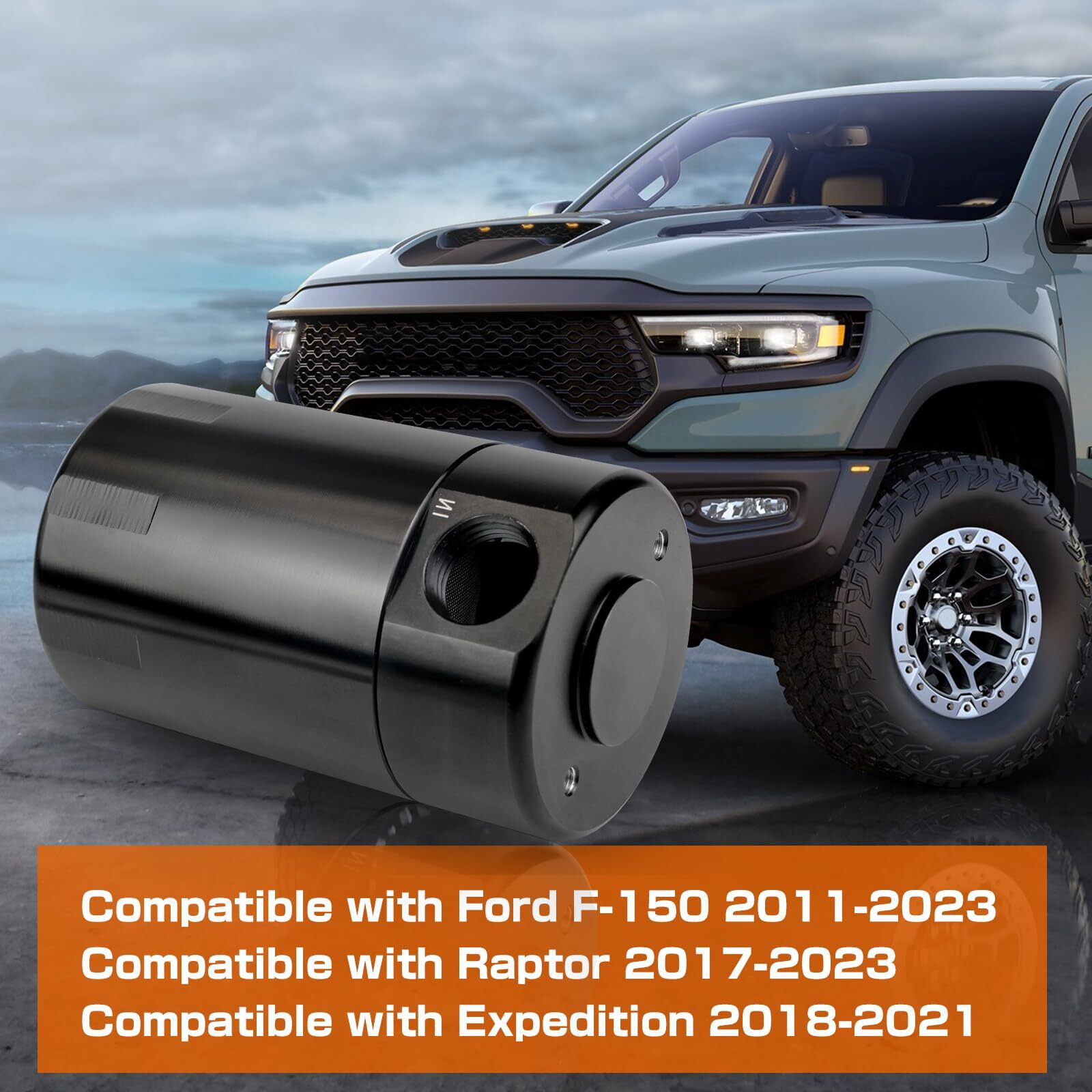 Bhb Upgraded Baffled Oil Catch Can Oil Separator Kit Aluminum With Nbr Hose Compatible With Ford F-150 F150 2011-2023 Raptor 2017-2023 Expedition 2018-2021 3Oz Black