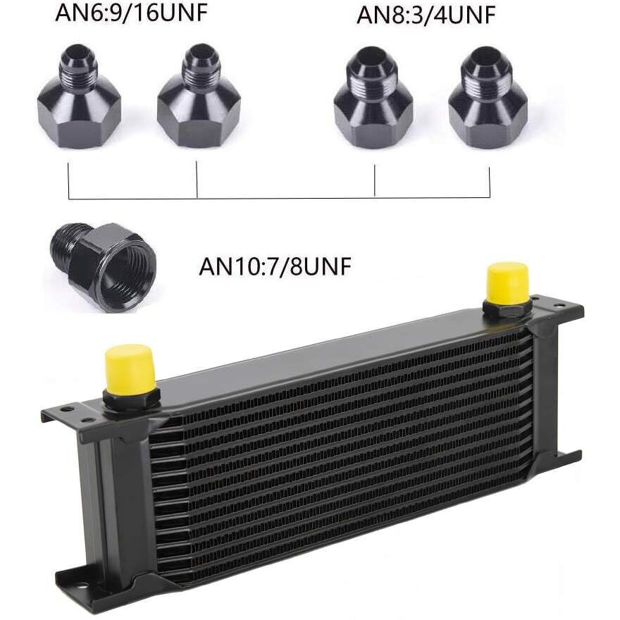 Zhsymx 13 Row An10-10An Stacked Plate Oil Cooler With 6An 8An Adapter Universal Engine Transmission British Radiator Oil Cooler Condenser Aluminium Alloy Black