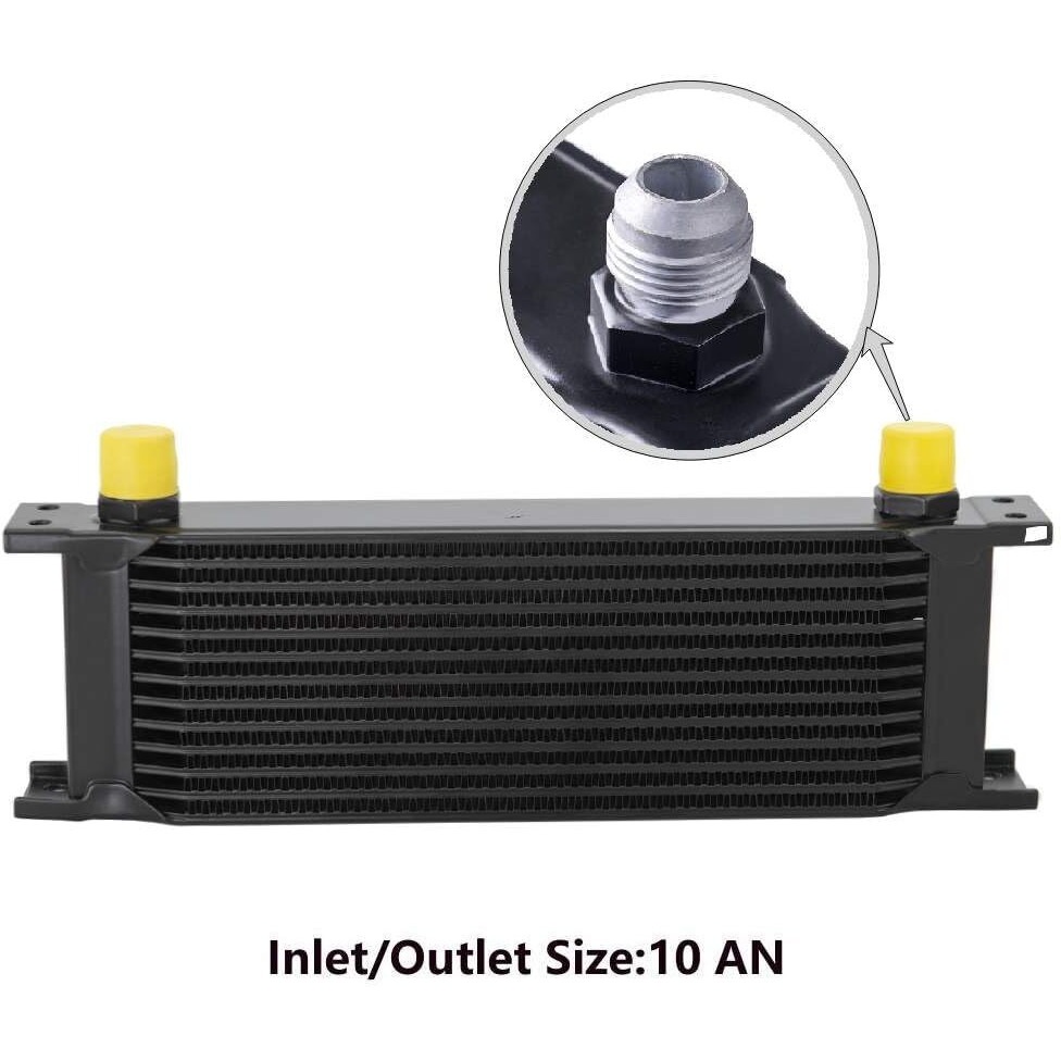 Zhsymx 13 Row An10-10An Stacked Plate Oil Cooler With 6An 8An Adapter Universal Engine Transmission British Radiator Oil Cooler Condenser Aluminium Alloy Black