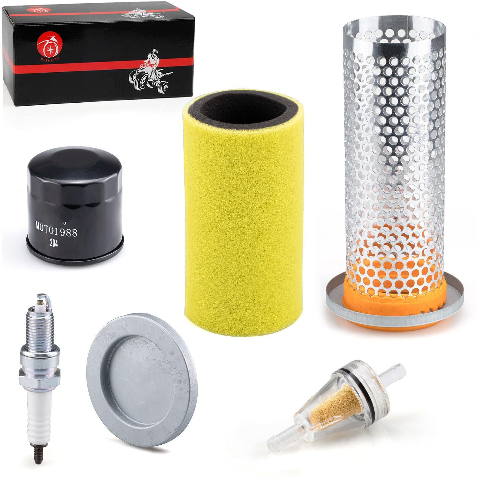 Air Filter & Guide Cage Cap Oil Filter & Spark Plug Kit For Yamaha Rhino 450 660 Yxr450 Yxr660 2004 2005 2006 2007 2008 2009