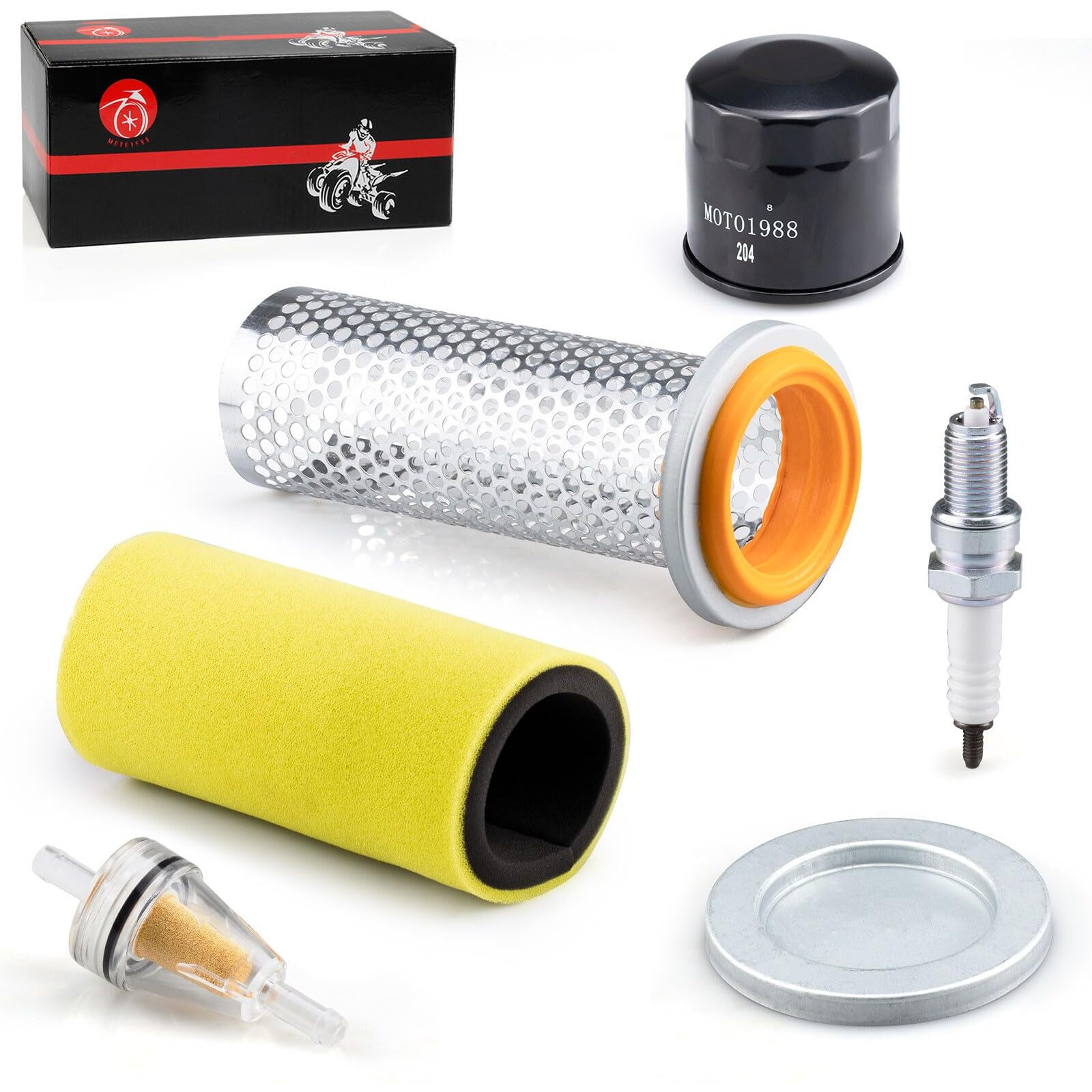 Air Filter & Guide Cage Cap Oil Filter & Spark Plug Kit For Yamaha Rhino 450 660 Yxr450 Yxr660 2004 2005 2006 2007 2008 2009