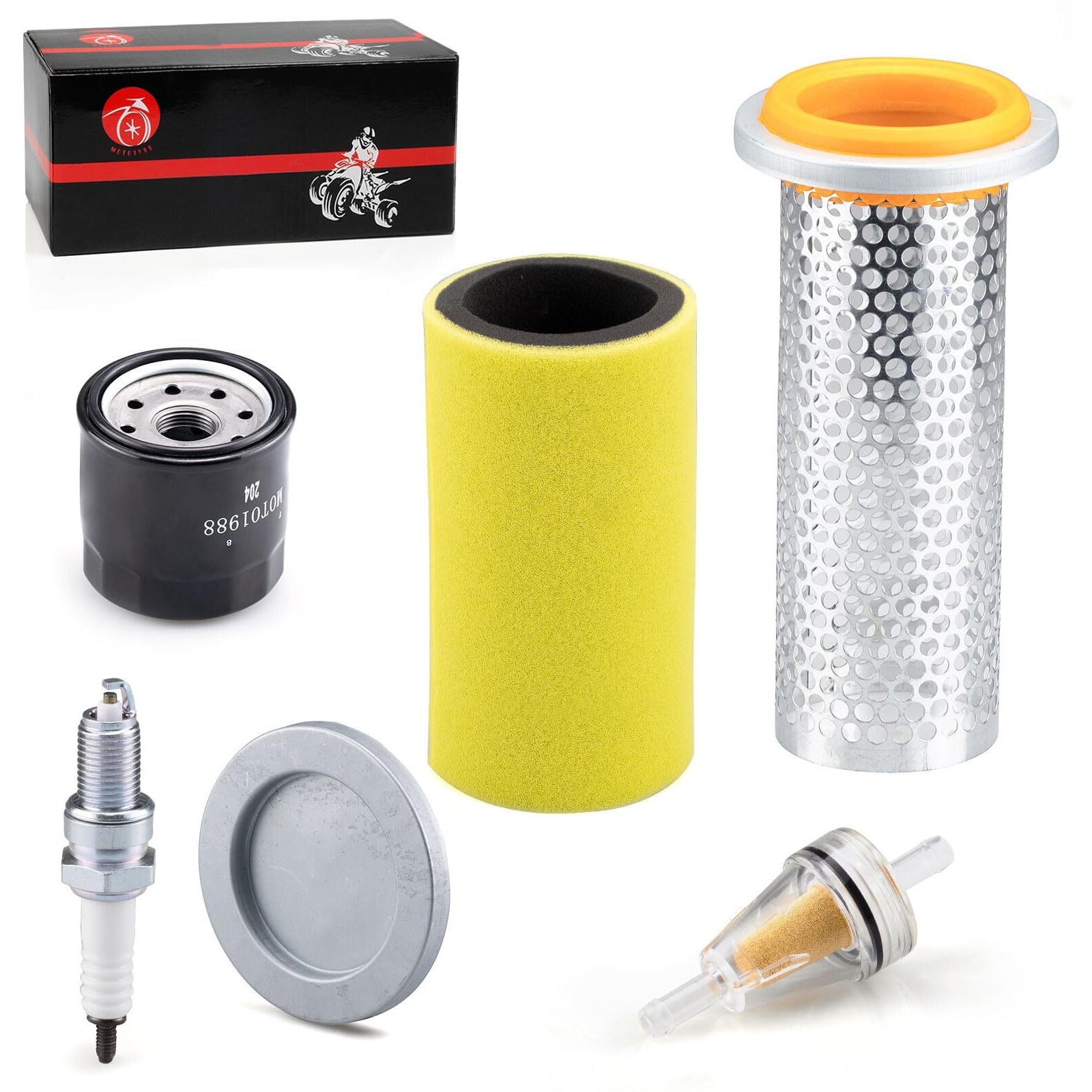 Air Filter & Guide Cage Cap Oil Filter & Spark Plug Kit For Yamaha Rhino 450 660 Yxr450 Yxr660 2004 2005 2006 2007 2008 2009