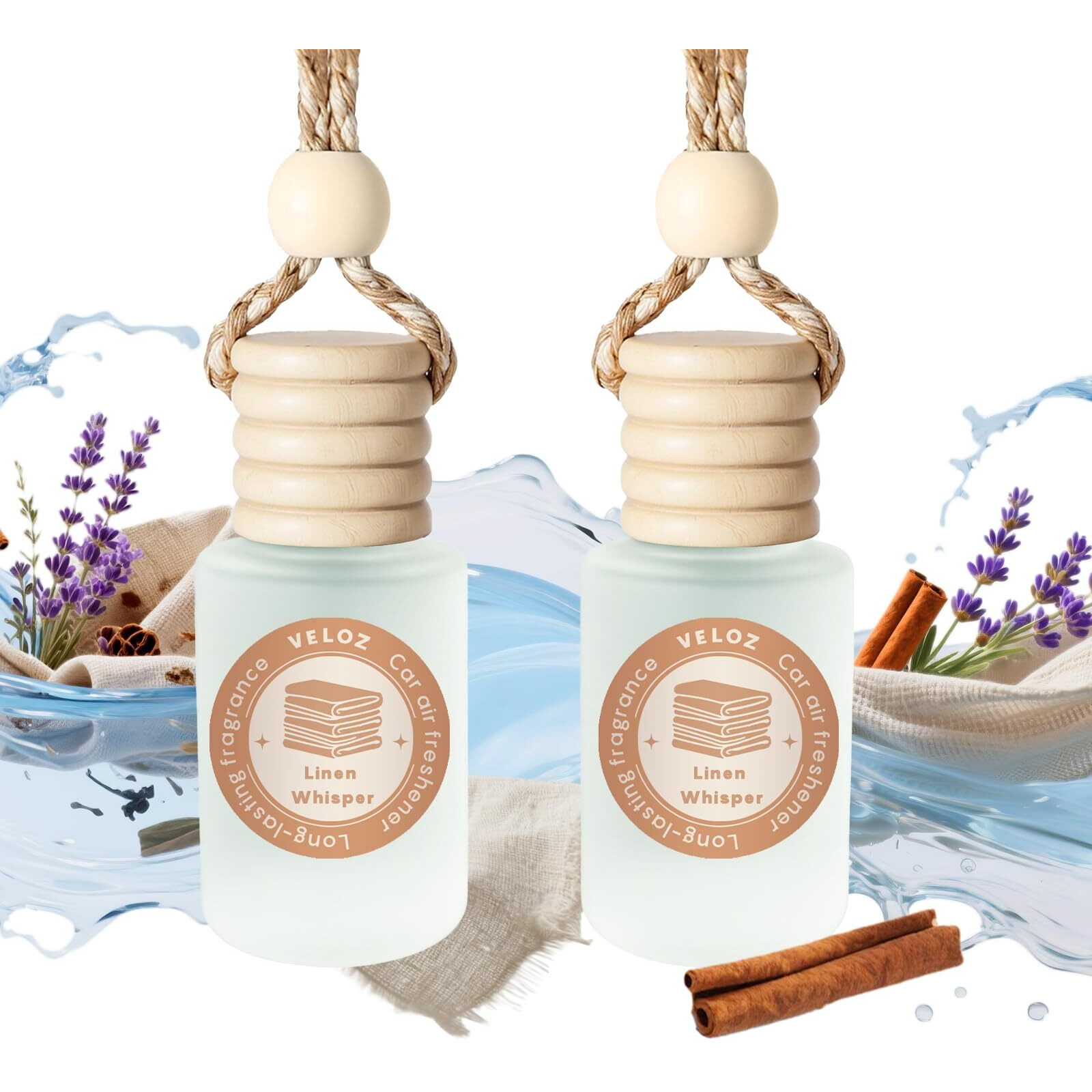 Veloz Hanging Car Air Freshener-Linen Whisper Scent Long Lasting Essential Oil Car Diffuser