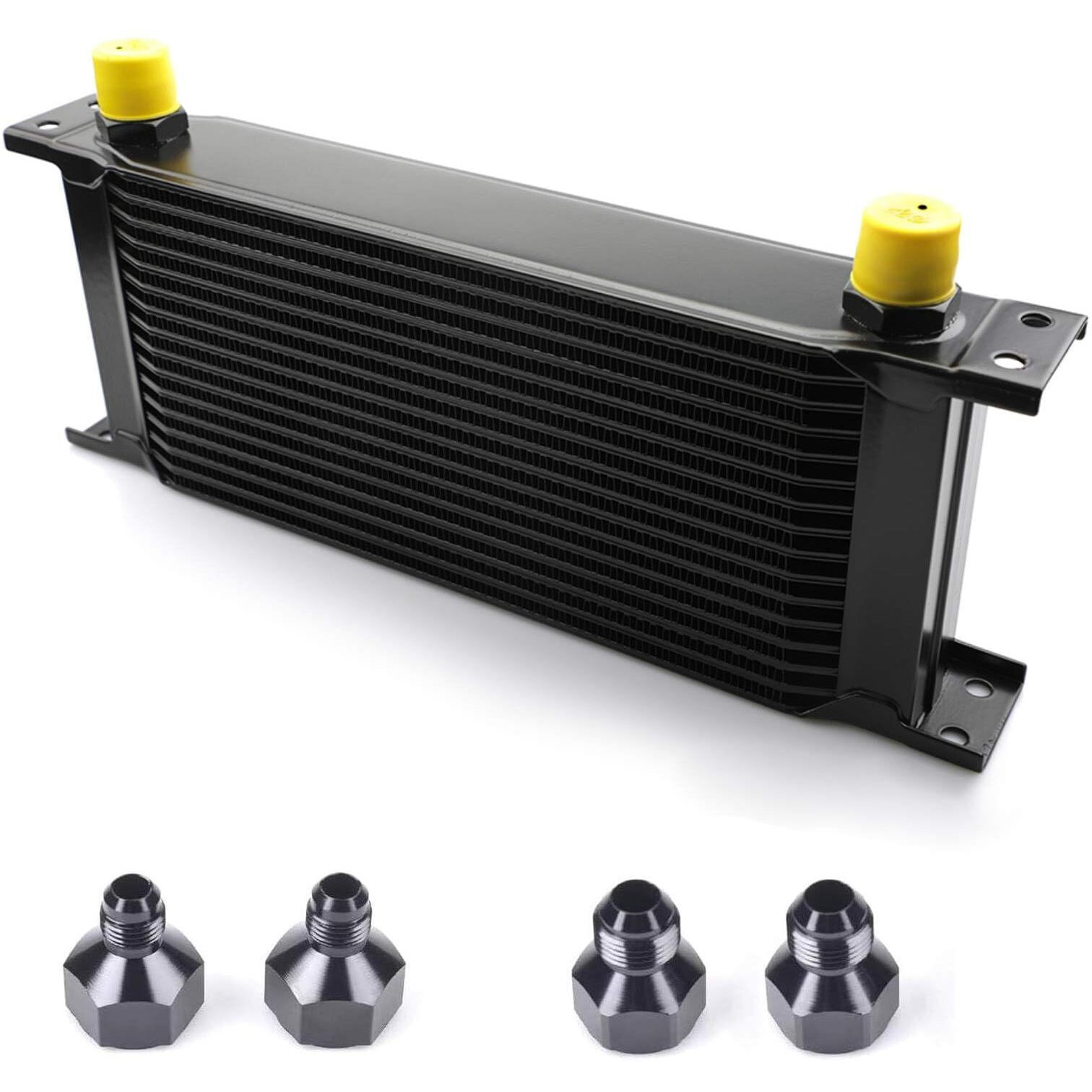 Zhsymx 16 Row An10-10An Stacked Plate Oil Cooler With 6An 8An Adapter Universal Engine Transmission British Radiator Oil Cooler Condenser Aluminium Alloy Black