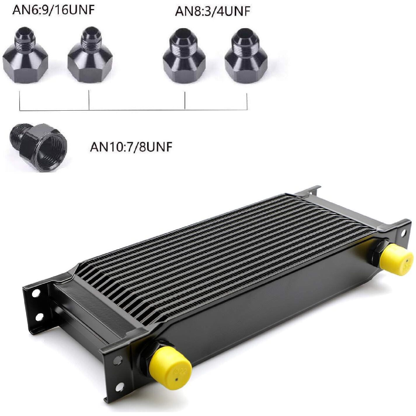Zhsymx 16 Row An10-10An Stacked Plate Oil Cooler With 6An 8An Adapter Universal Engine Transmission British Radiator Oil Cooler Condenser Aluminium Alloy Black