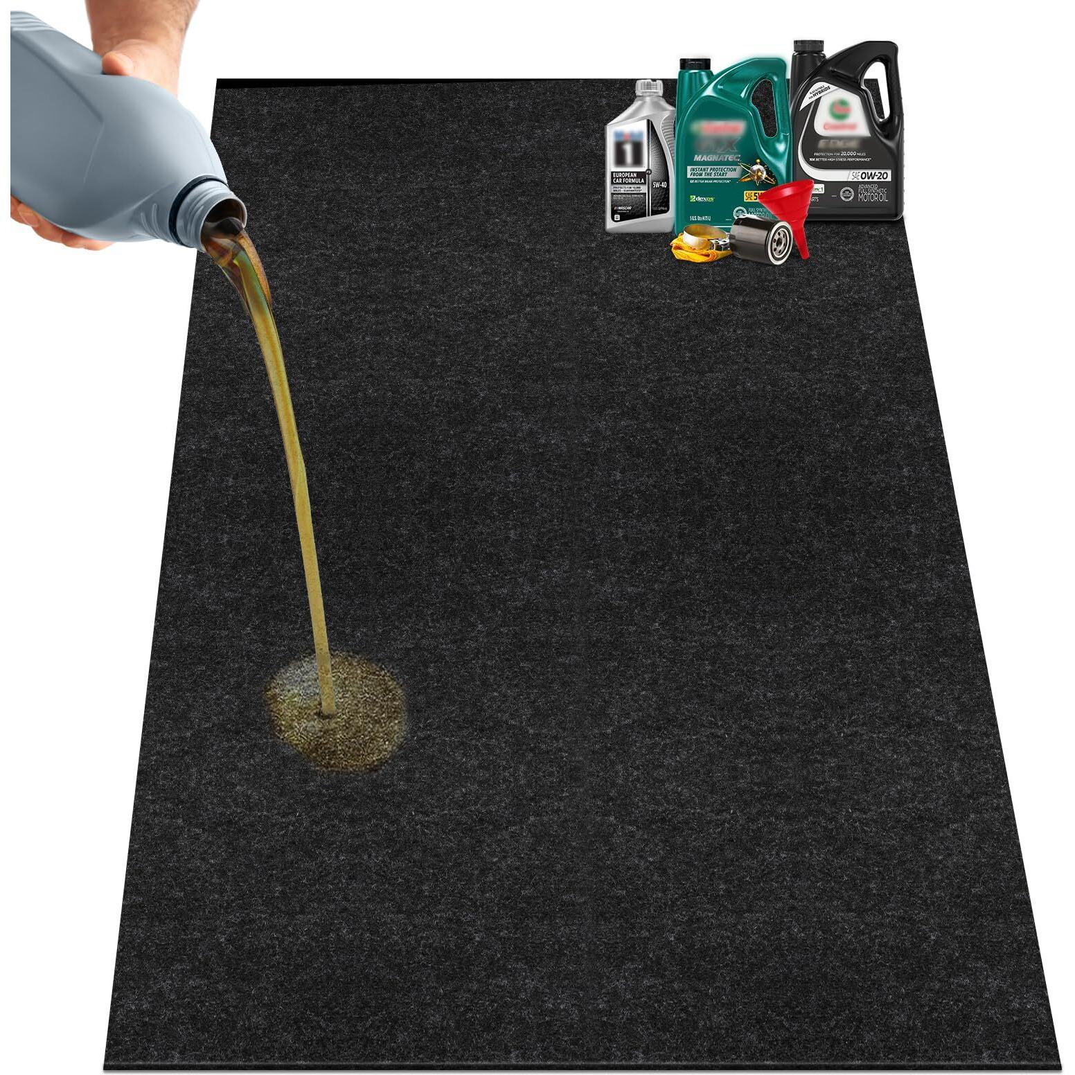 Nujzuir 60"" X 72"" Giant Oil Drip Mat For Garage Driveway, Reusable Rubber Floor Oil Spill Leak Absorbent Pads For Motorcycle Car Oil Leak Stain Resistant
