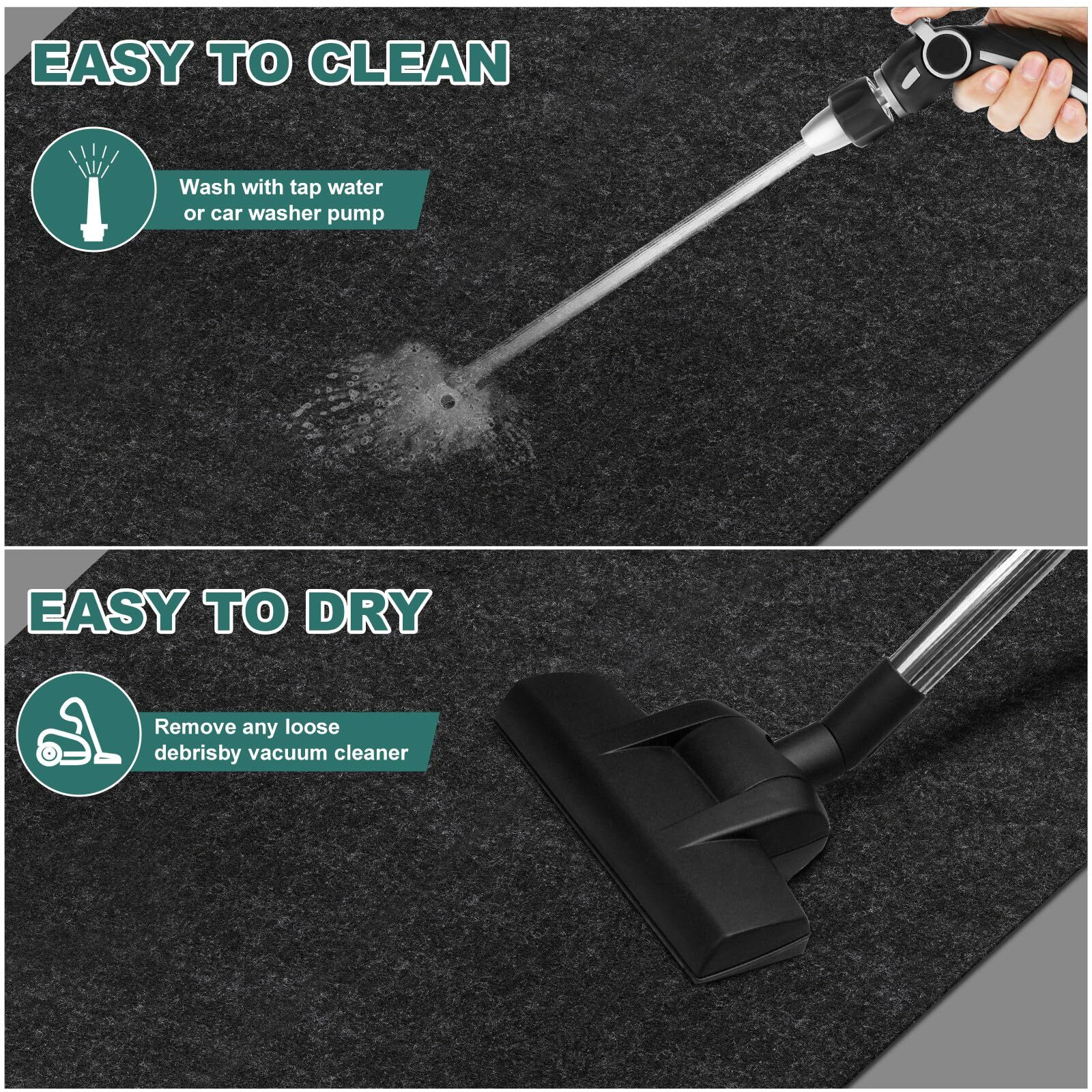 Nujzuir 60"" X 72"" Giant Oil Drip Mat For Garage Driveway, Reusable Rubber Floor Oil Spill Leak Absorbent Pads For Motorcycle Car Oil Leak Stain Resistant