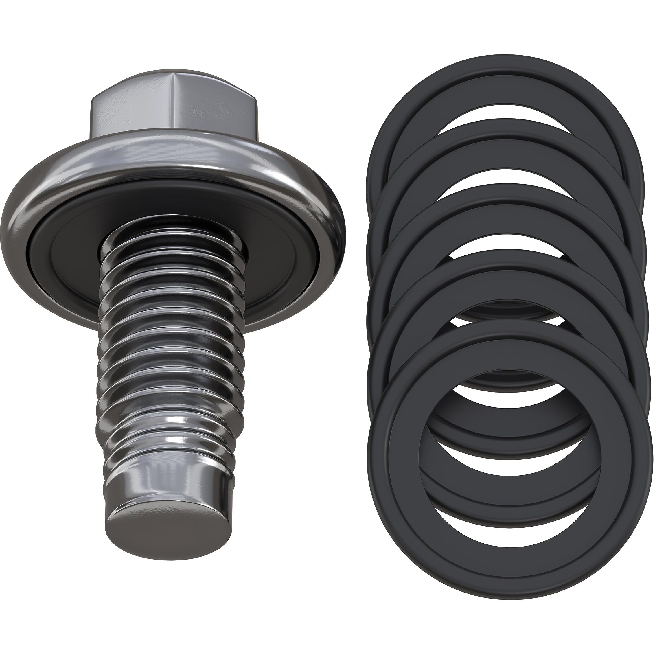 Oil Drain Plug Steel M12X1.75 With 5 Rubber Washer Gasket Seal - 12Mm Replacement For Buick/Chevrolet/Cadillac/Gmc/Hummer/Oldsmobile/Pontiac/Saturn - Oem 11562588 Fits For Gm 1993-2024 By Automajor