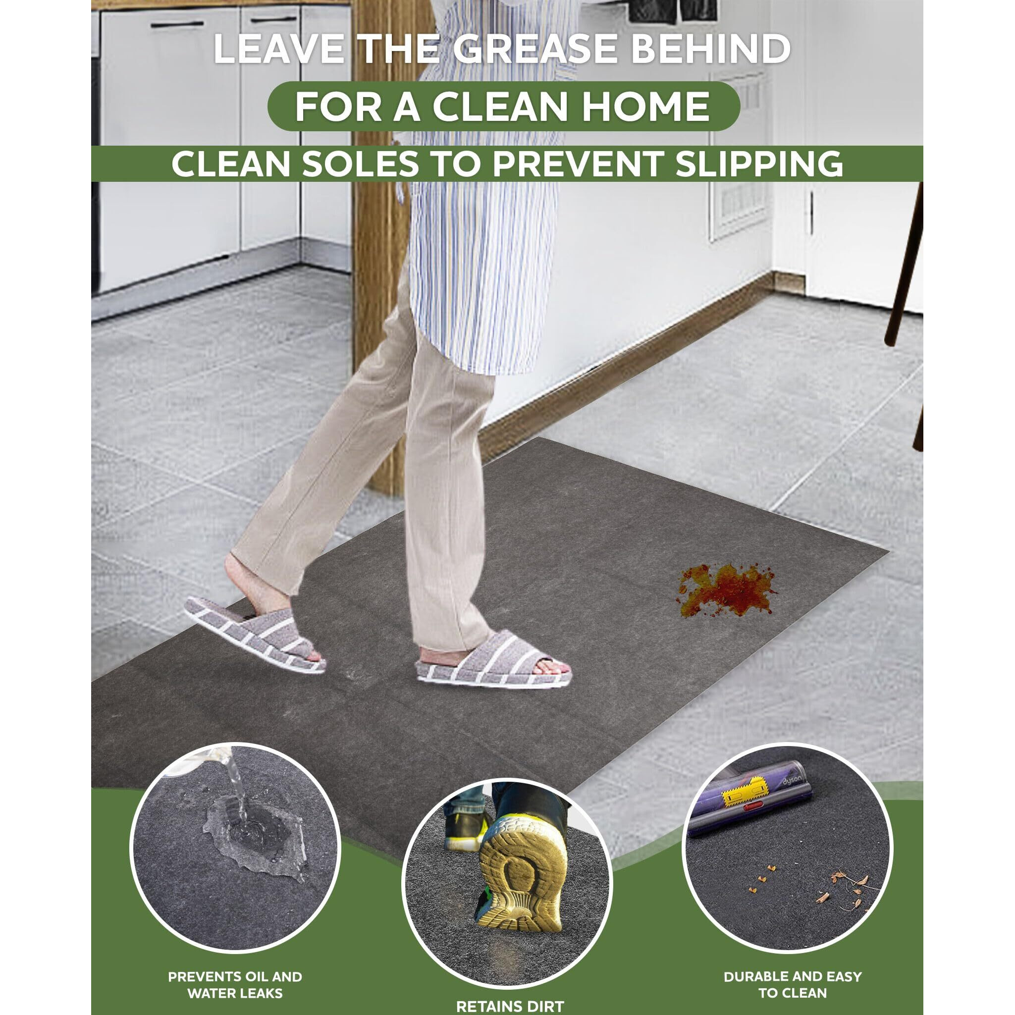 Erfolkerz Garage Floor Mat 60"&quotX72"" For Under Car Protects Floor, Garage Driveway Oil Drip Mat,Water Containment Rug, Non-Slip Oil Spill Mat For Kitchen/Car-Wash/Driveway/Doorway