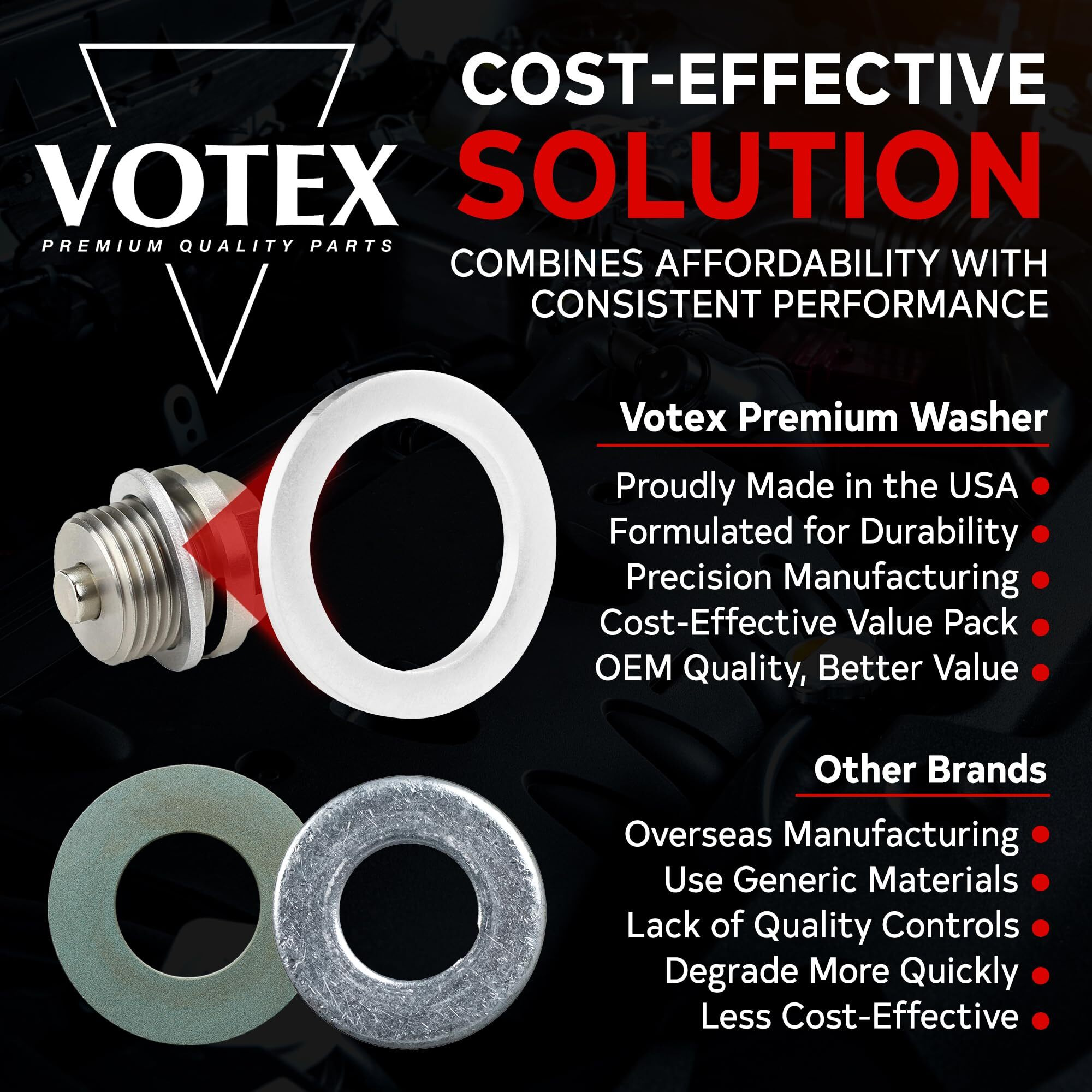 Votex - Oil Drain Plug Crush Washer Fits Subaru Outback (2020-2025) - 2.4 Liter - 4 Cylinder - 20 Pack - Made In Usa