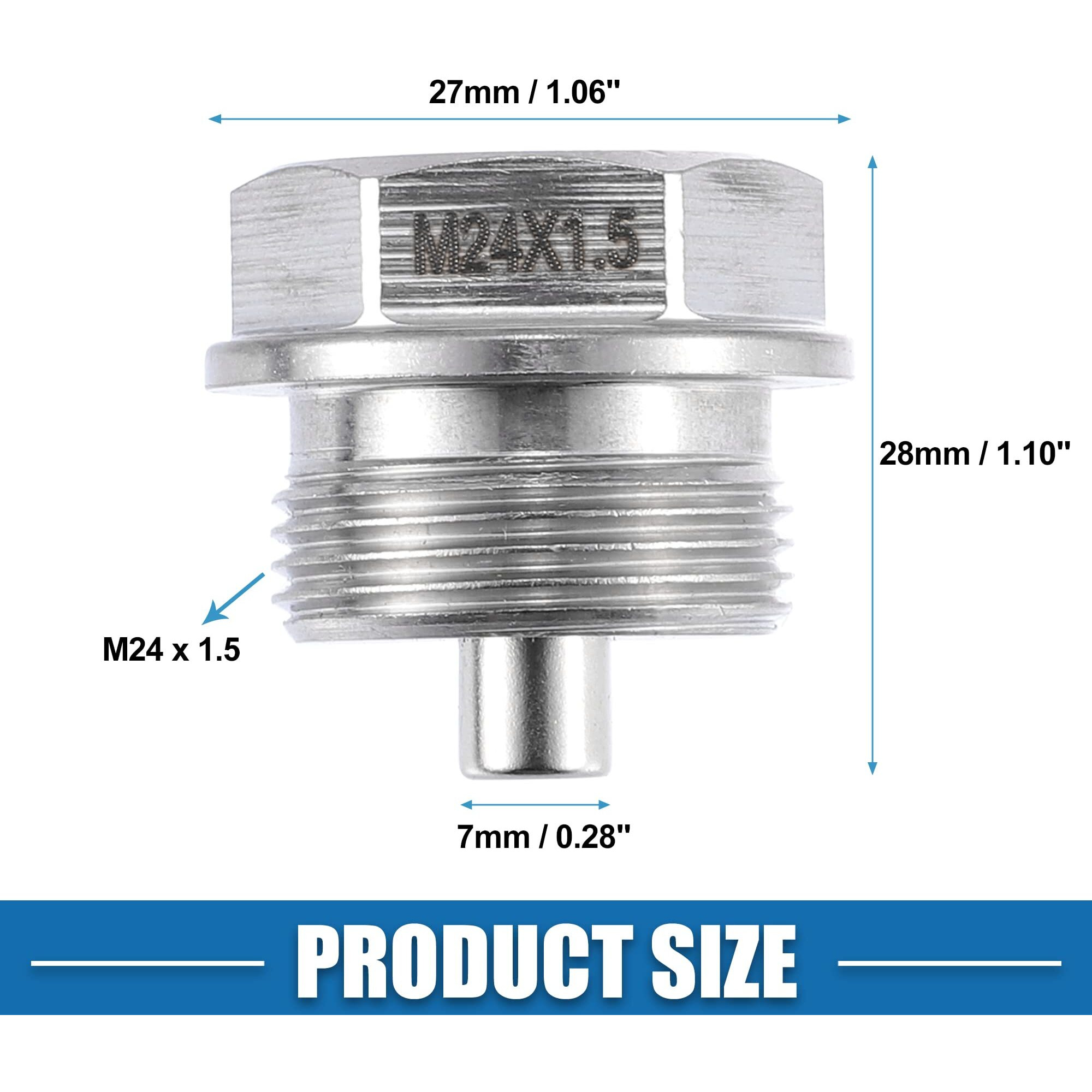 A Absopro Vehicle Engine Magnetic Oil Drain Plug M24X1.5 Stainless Steel With Copper Washer (Pack Of 2)
