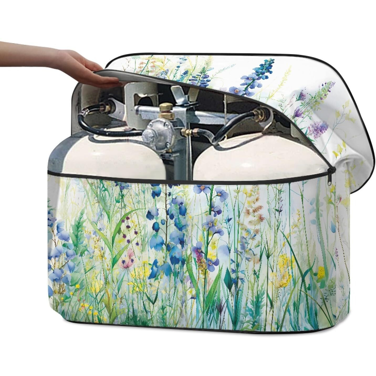 Knextrepoy Floral Oil Painting Rv Propane Tank Cover,Waterproof Double 30 Lb Propane Tank Cover For Camper Trailer,All Weather Protection