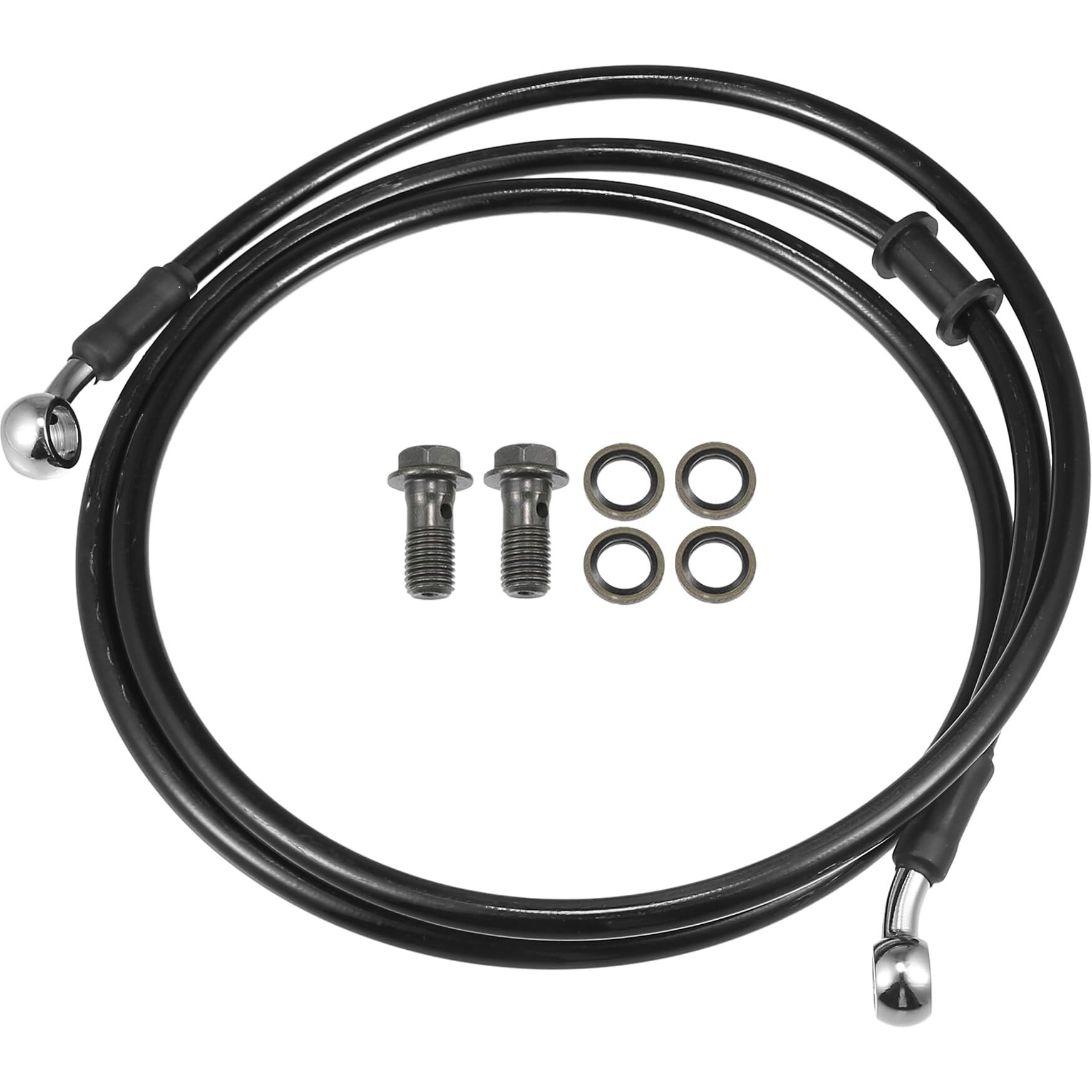 Motoforti Universal Brake Hose Motorcycle Atv Dirt Bike Motocross Braided Hydraulic Brake Line Oil Hose Pipeline, 150Cm, Metal, Black Silver Tone, 1 Set