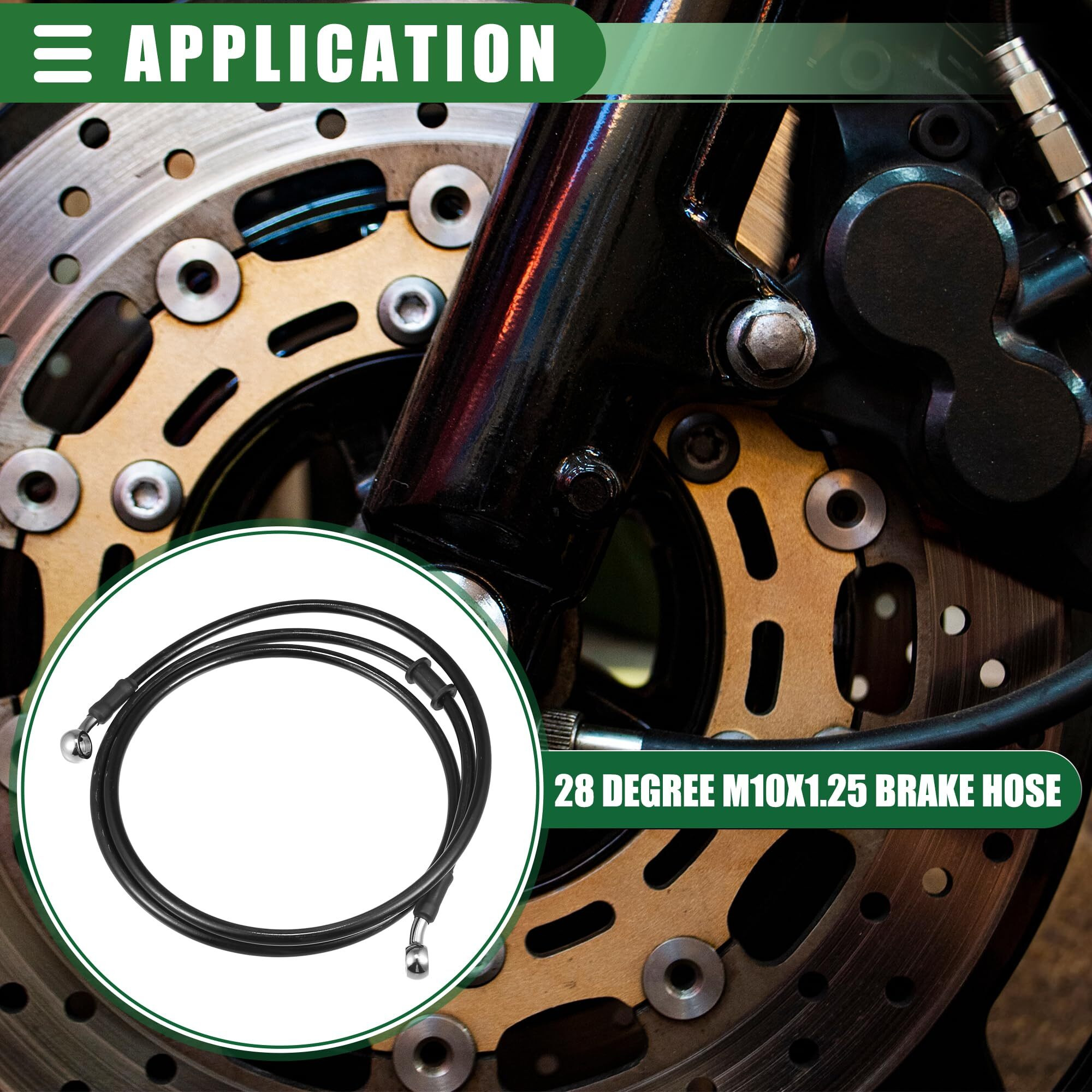 Motoforti Universal Brake Hose Motorcycle Atv Dirt Bike Motocross Braided Hydraulic Brake Line Oil Hose Pipeline, 150Cm, Metal, Black Silver Tone, 1 Set