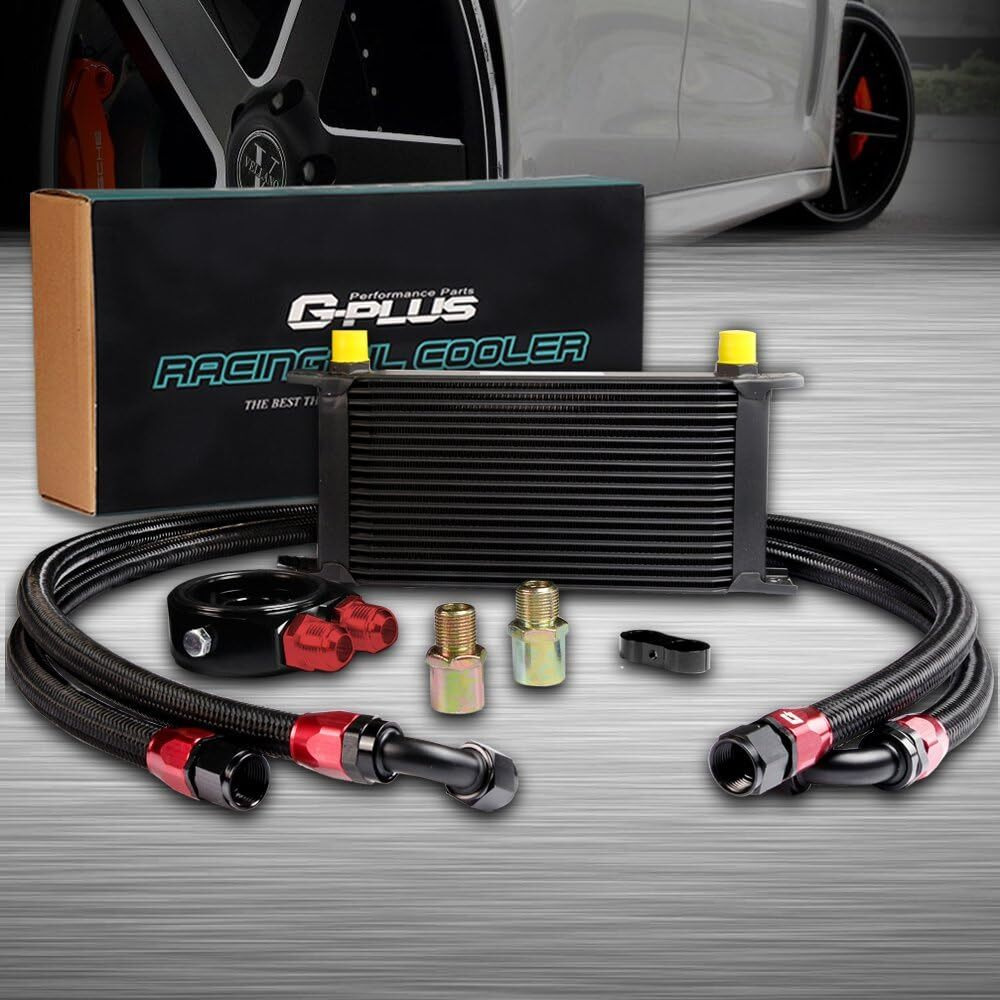 G-Plus Universal 19 Row An10-10An Aluminum Black Engine Transmisson Oil Cooler Kit & Oil Cooler Kit English-Style C