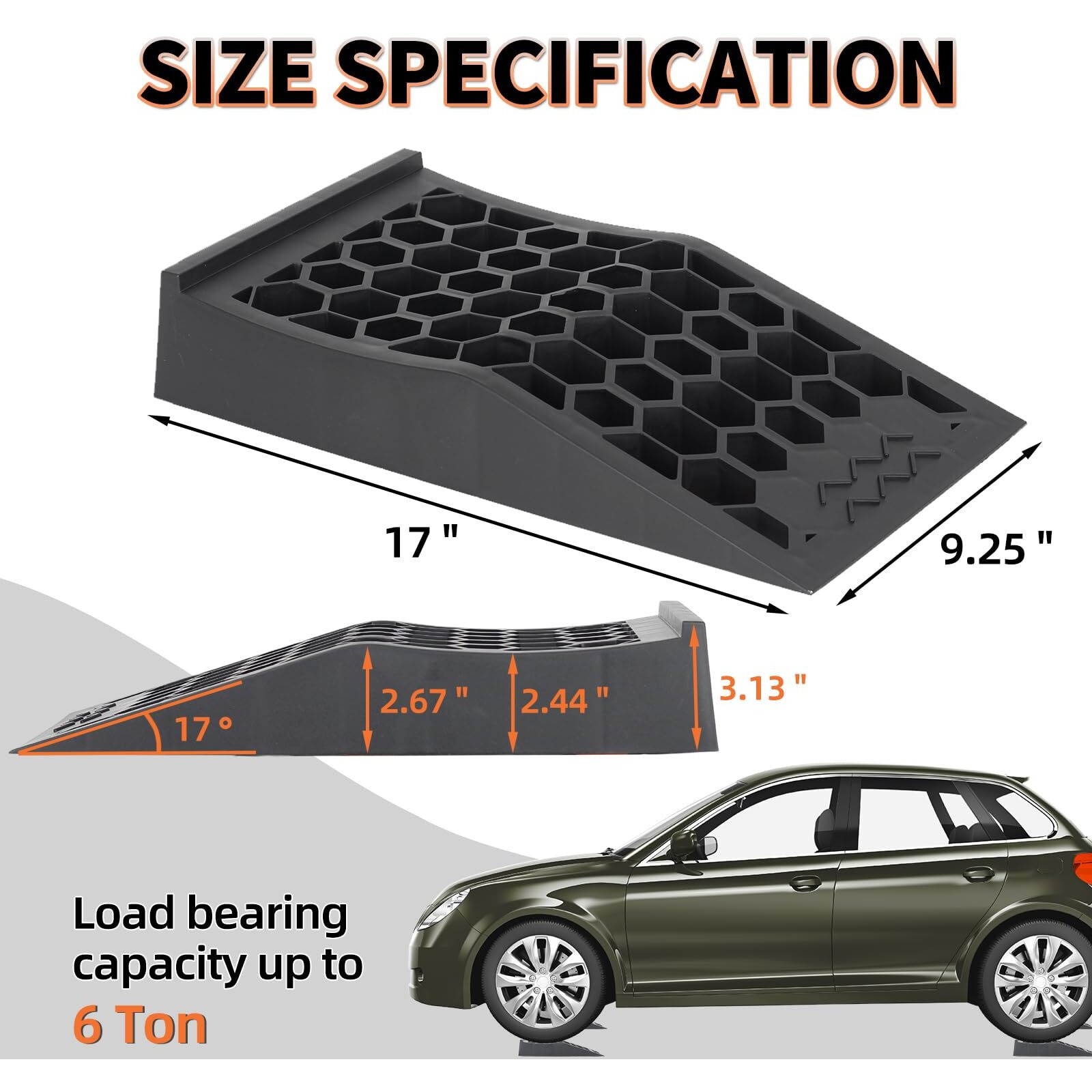 Ouleme Low Profile Car Service Ramp With Anti-Slip Pads, 4 Pack For Oil Changes And Lift Vehicle Maintenance, Low-Chassis Racing Sports Car Tire Ramps For Jack Support