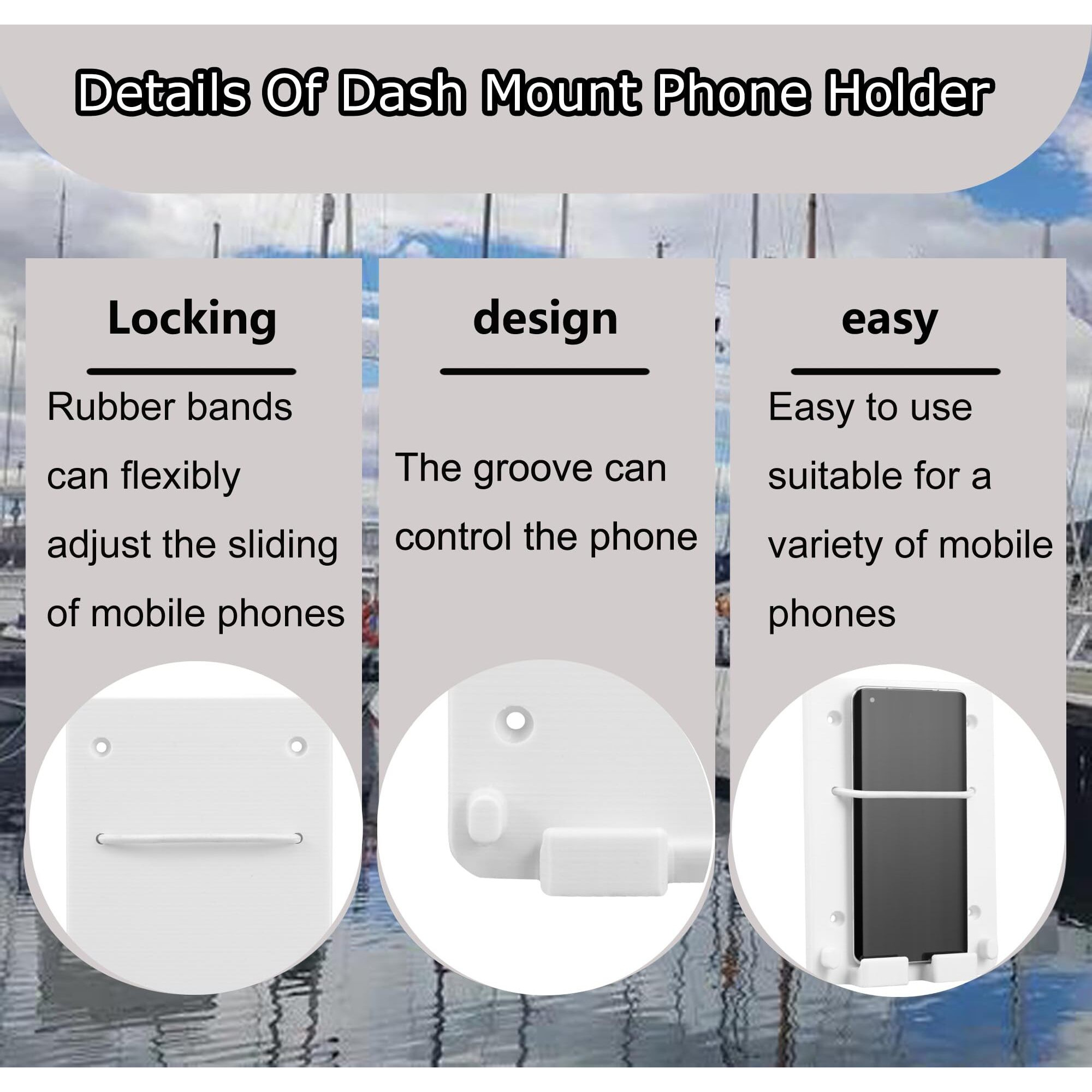 Searoam Boat Phone Holder- Marine Dash Mount Phones Holders,Boats Organizer, Cell Phone Holder For Boat 1 Pcs