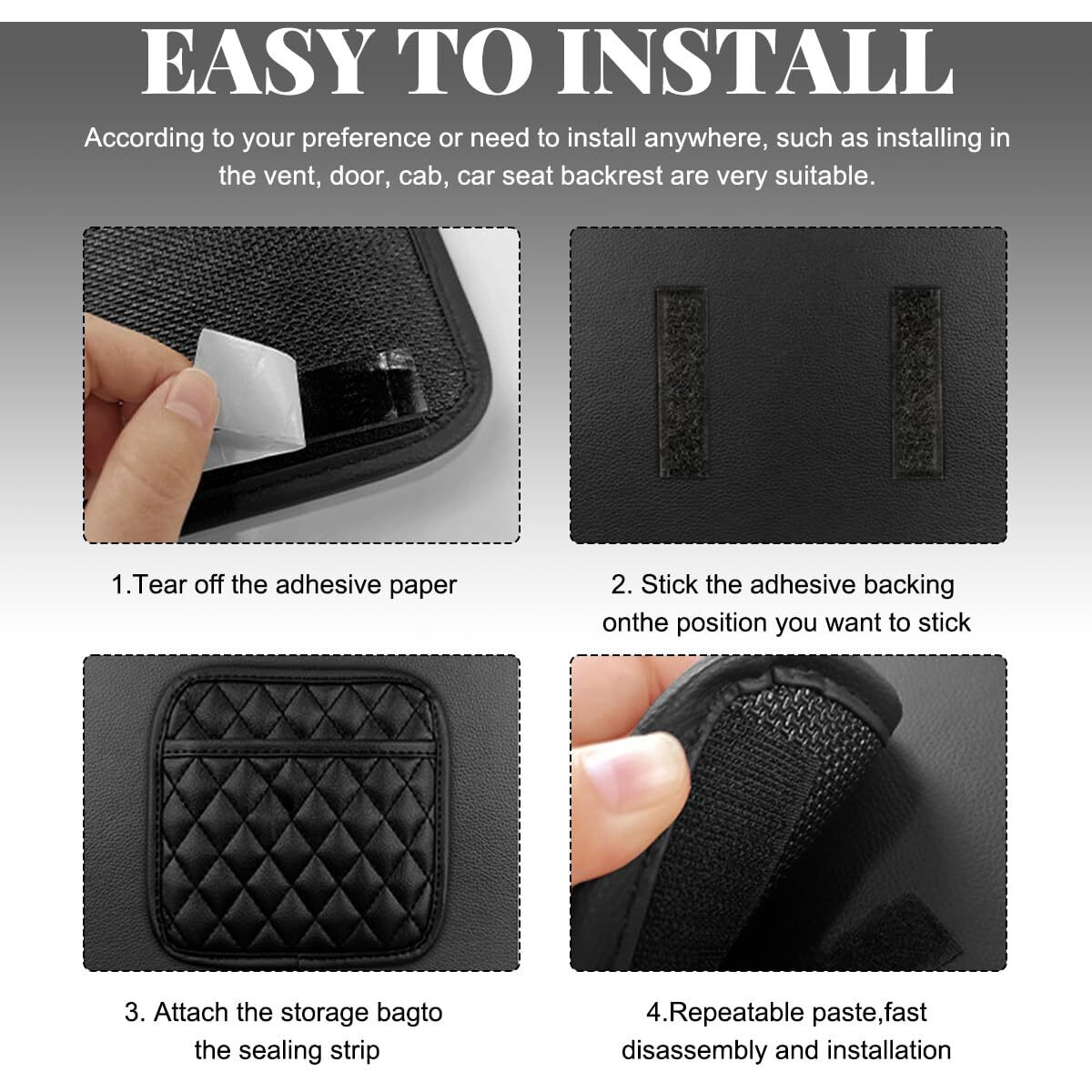 Gasedin 2 Pcs Car Side Pocket Organizer, Leather Adhesive Auto Side Seat Back Storage Pocket, Waterproof Phone Document Sunglasses Holder Vehicle Gap Filler Pouch, Car Accessories (Large)