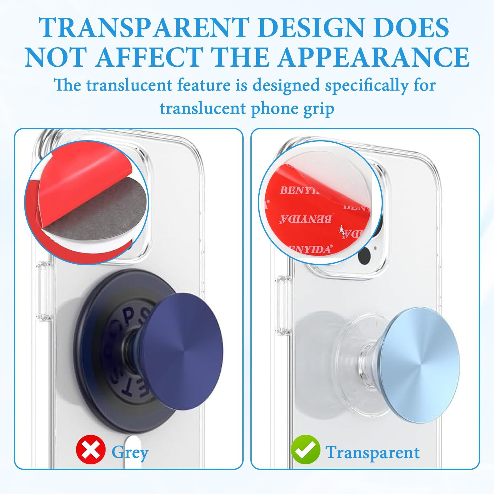 Pkrfcj 20 Pcs Double Sided Adhesive Pads,Transparent Round 3M Sticky Pads,For Phone Holder,Car Magnetic Mount On Dashboard And Windshield