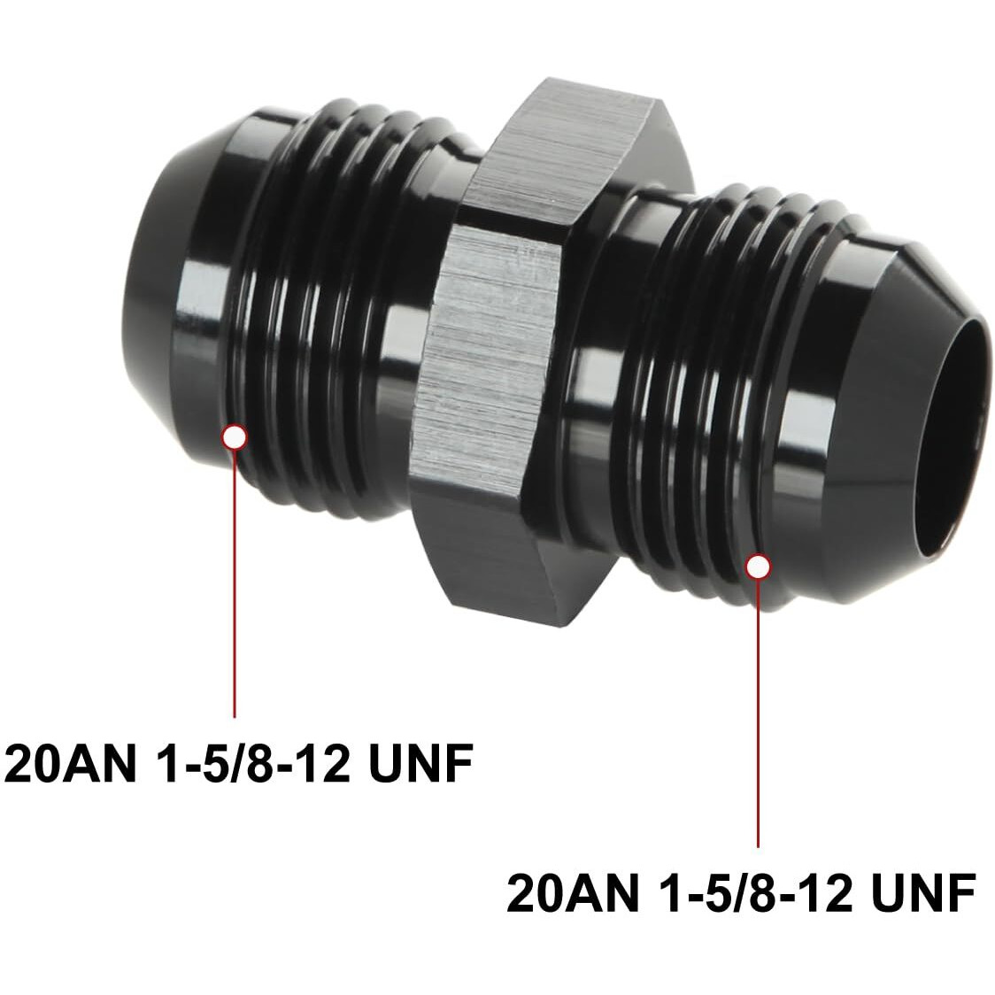Podavelle 20An Male To 20An Male Flare Union Coupler Adapter Fitting Fuel Oil Connector Straight Aluminum Black
