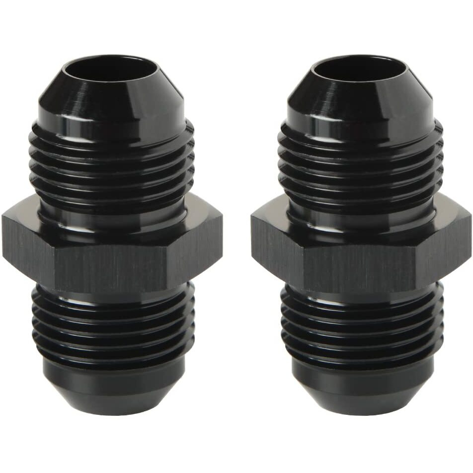 Podavelle 8An Male To 8An Male Flare Union Coupler Adapter Fitting Fuel Oil Connector Straight Aluminum Black, Pack Of 2